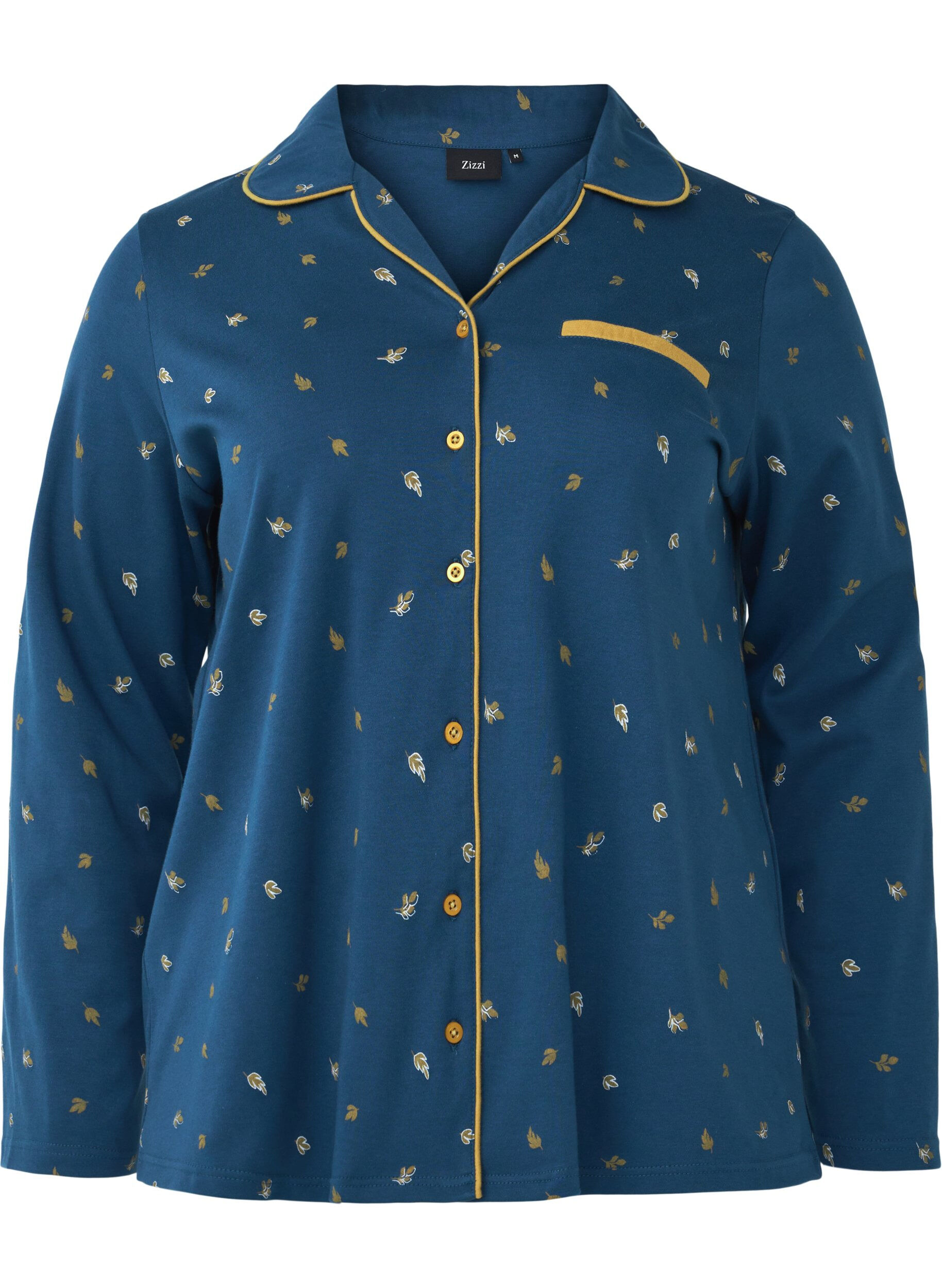 Zizzi Chemise de nuit en coton, Blue Opal AOP, Packshot image number 0