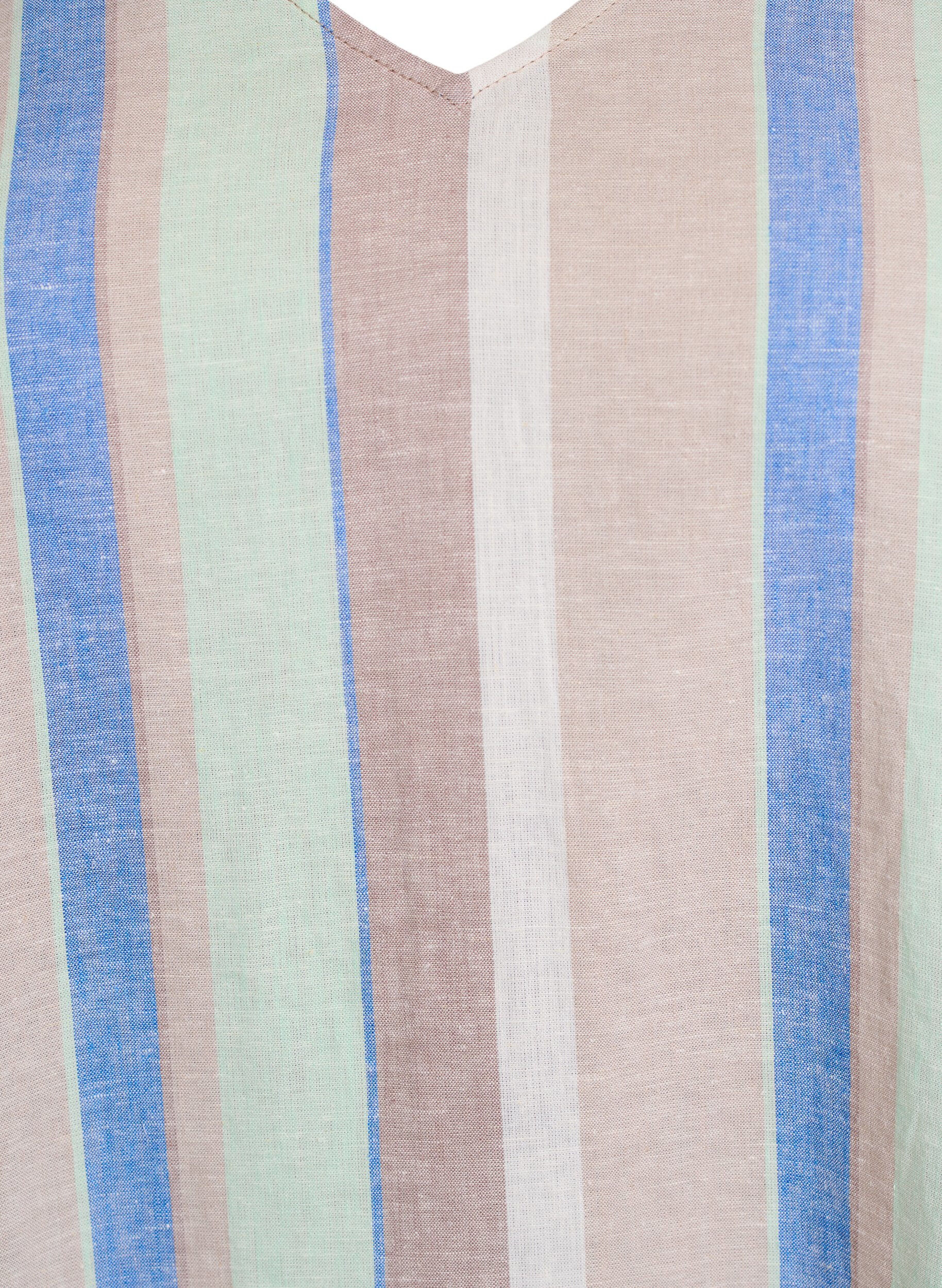 Zizzi Kleid aus Leinen und Viskose mit 3/4-&Auml;rmeln, Blau, Packshot image number 2