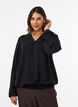 Blouse &agrave; la silhouette ballon avec col en V, Noir, Model image number 0