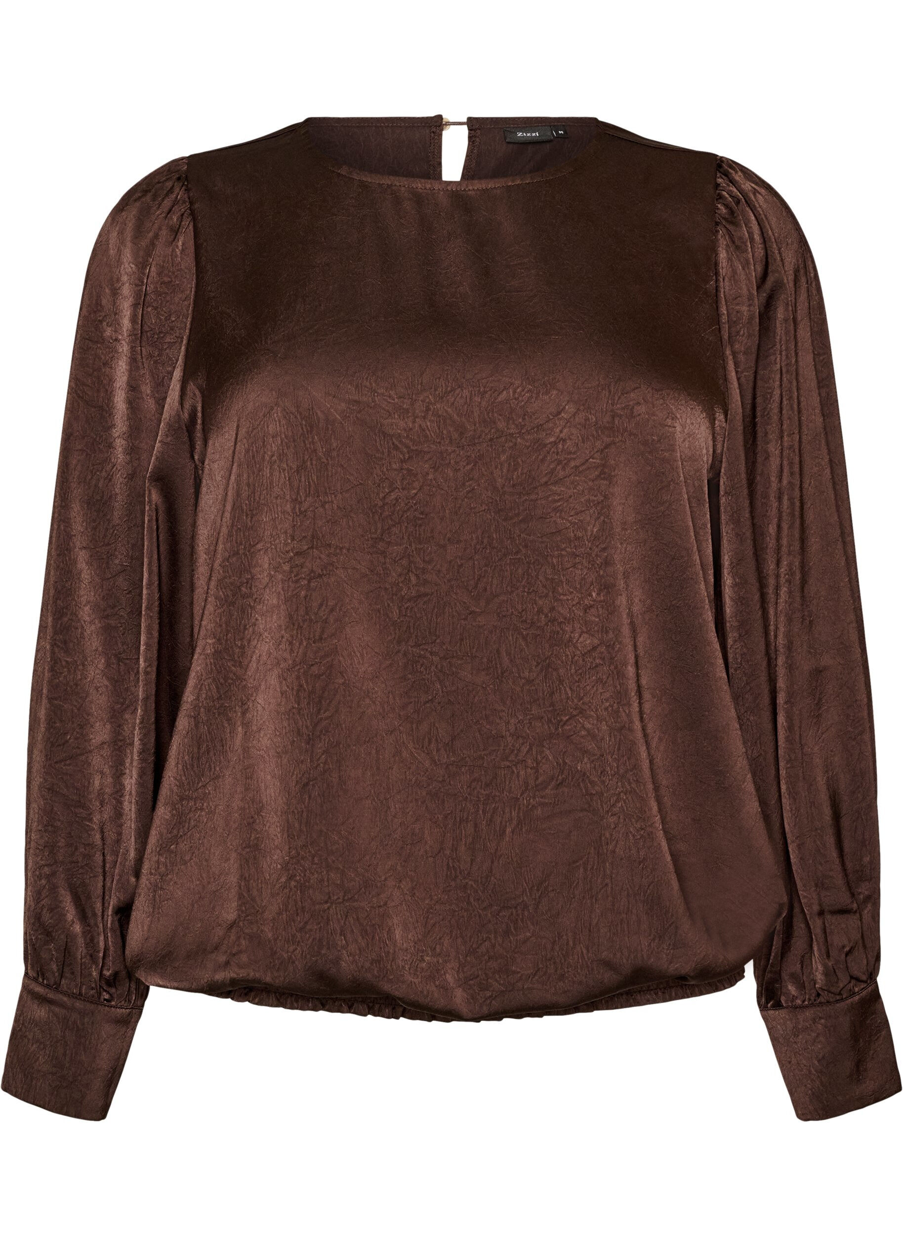 Blouse aspect satin&eacute; avec coupe ballon