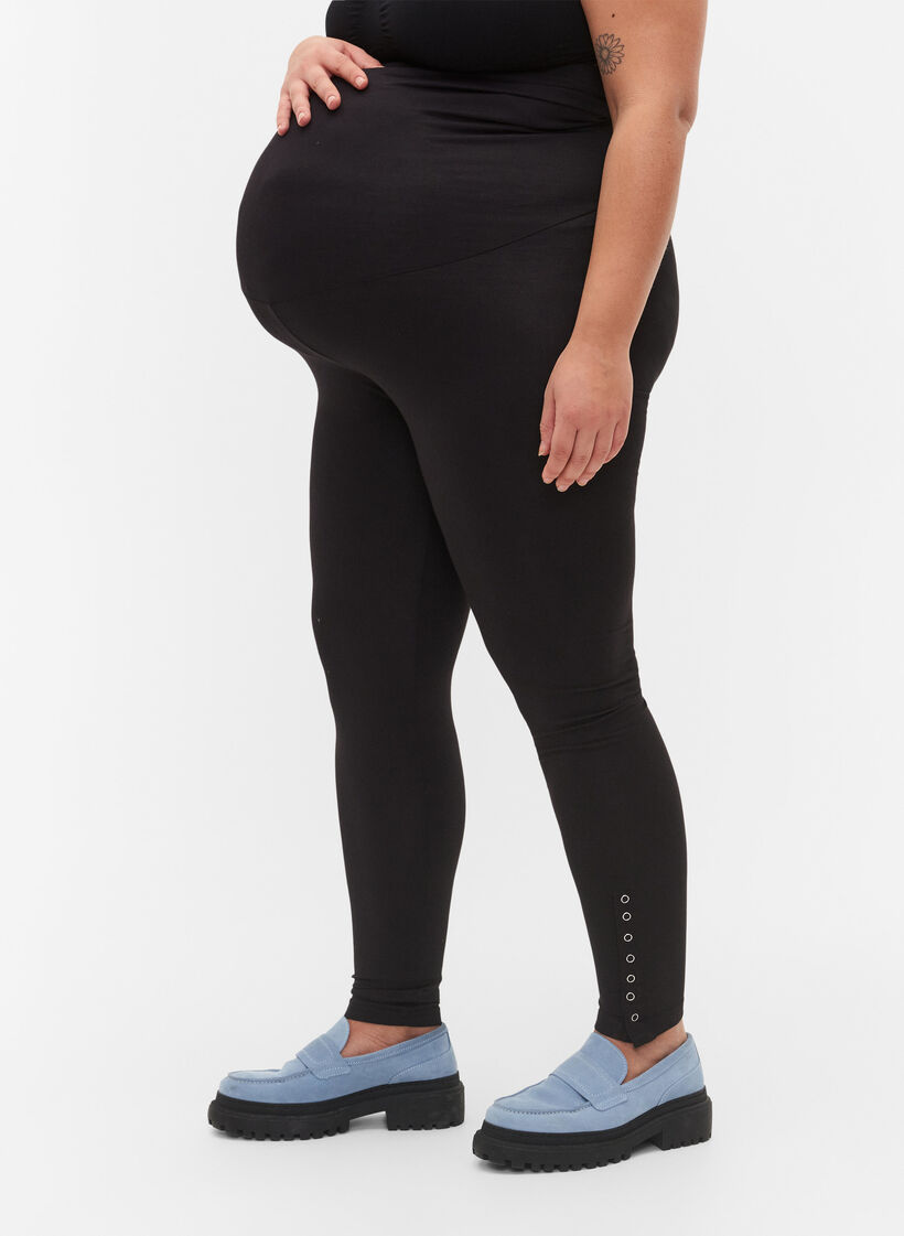 Schwangerschaftsleggings aus Viskose mit Knöpfen, Black, Model image number 3