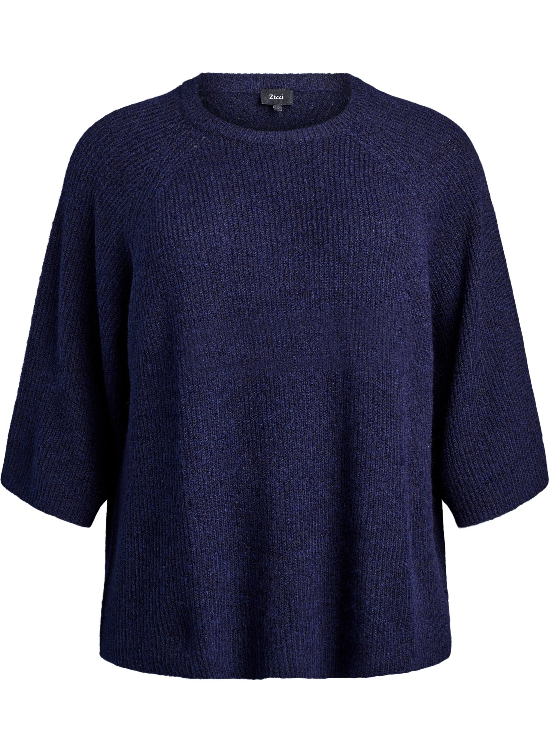 ZizziRipppullover mit 3/4-&Auml;rmeln, Blau, Packshot image number 0