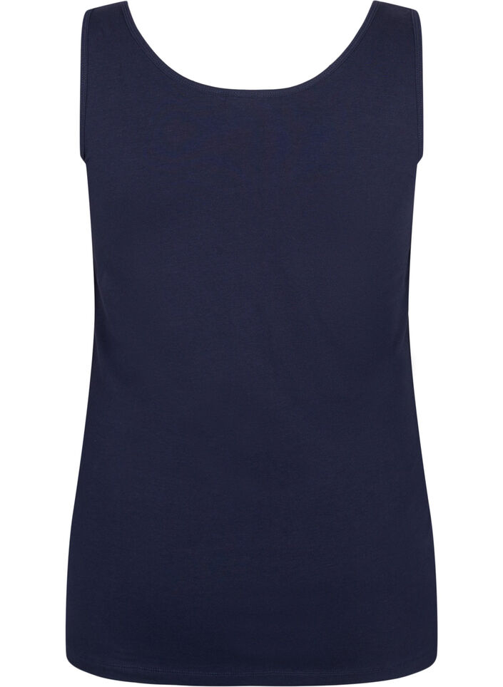 Top basique de couleur unie en coton, Bleu, Packshot image number 1