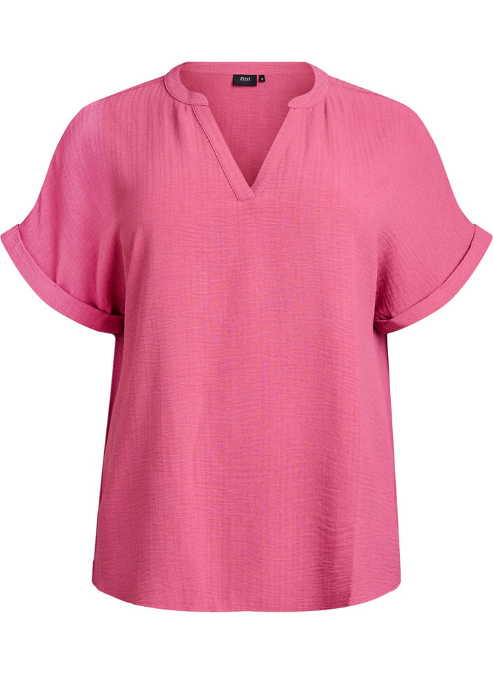 Lockere Bluse mit kurzen &Auml;rmeln, Rot, Packshot image number 0