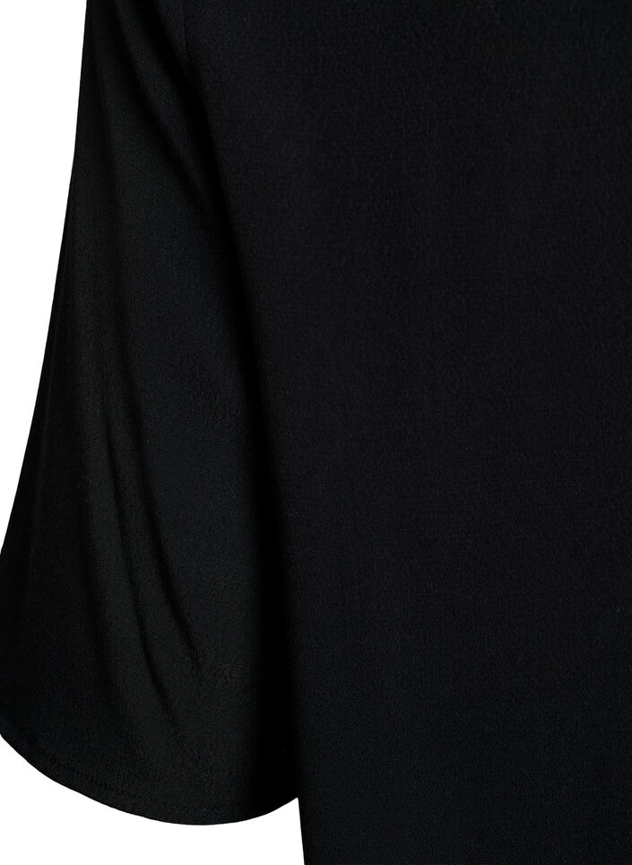 Kurz&auml;rmelige Bluse aus Viskose, Schwarz, Packshot image number 3