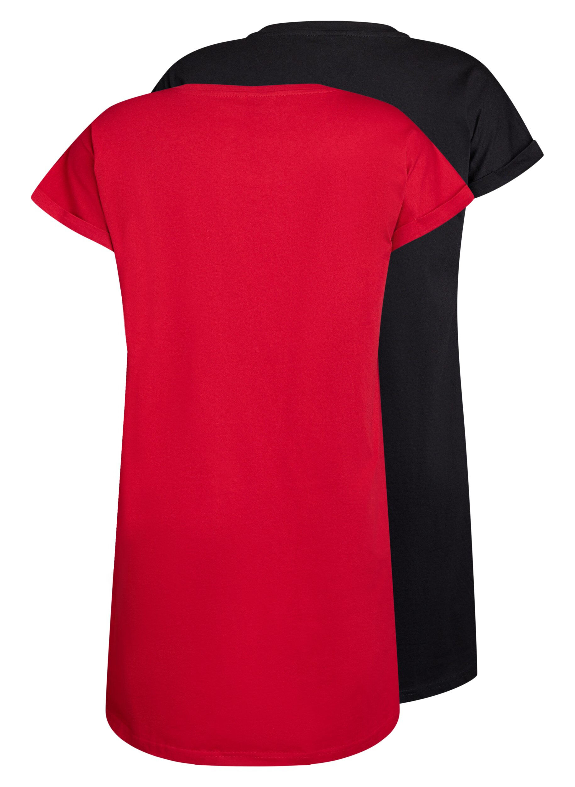 Zizzi 2-pack Robe T-shirt &agrave; manches courtes, Rouge, Packshot image number 1