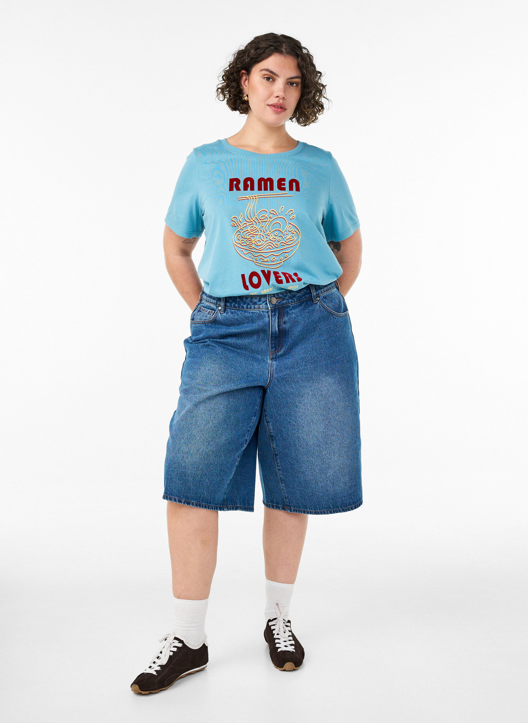 ZizziT-shirt en coton avec imprim&eacute;, Bleu, Model image number 1