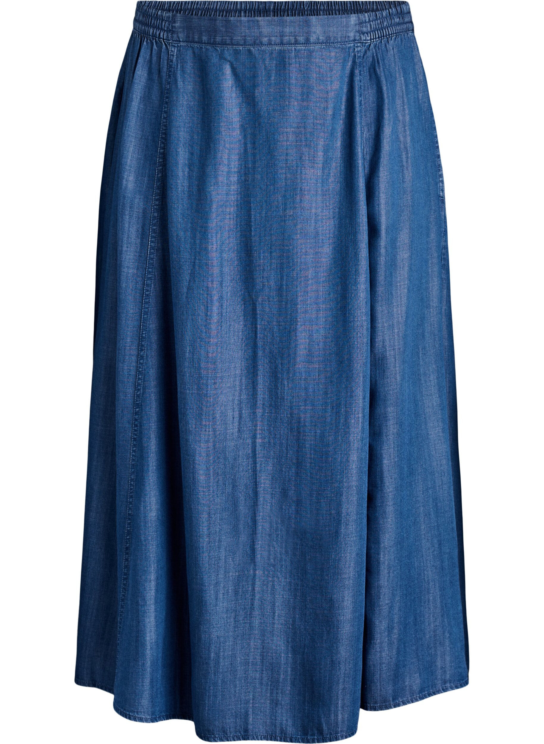 ZizziJupe longue en lyocell aspect denim, Bleu, Packshot image number 0