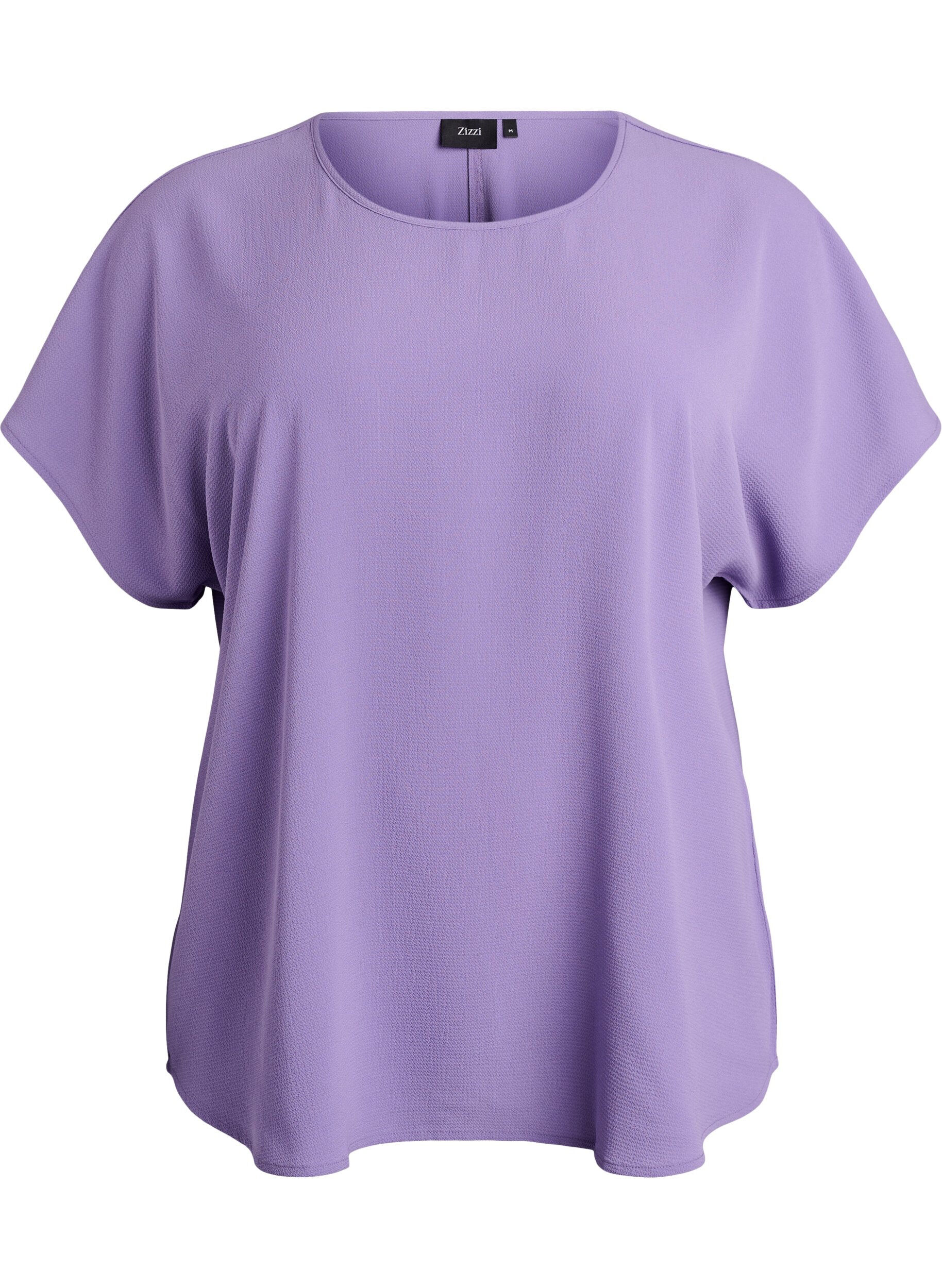 ZizziBluse mit kurzen &Auml;rmeln und Rundhalsausschnitt, lila, Packshot image number 0