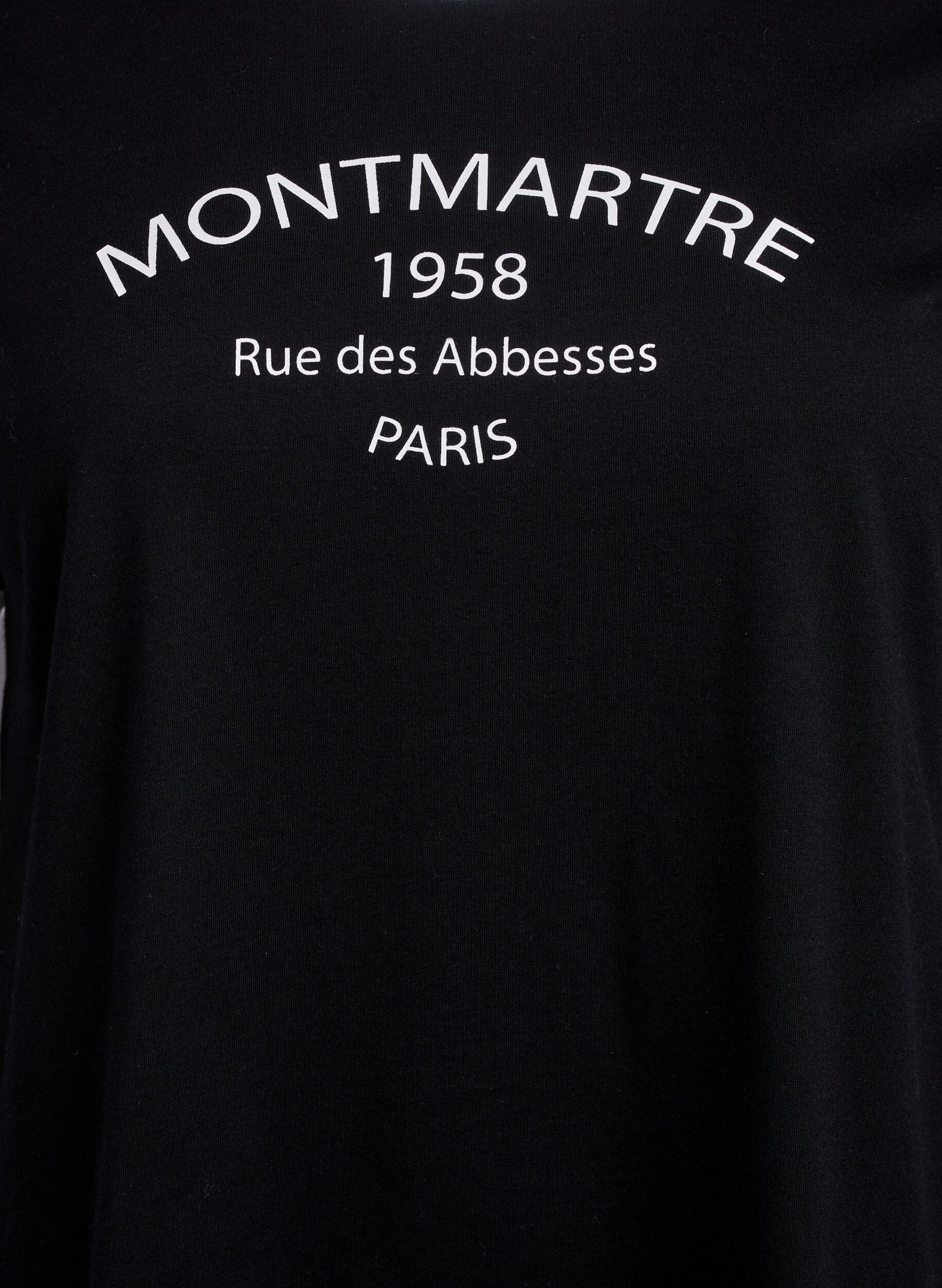 Zizzi T-Shirt mit Textaufdruck, Black w.An. Wh.Paris, Packshot image number 2