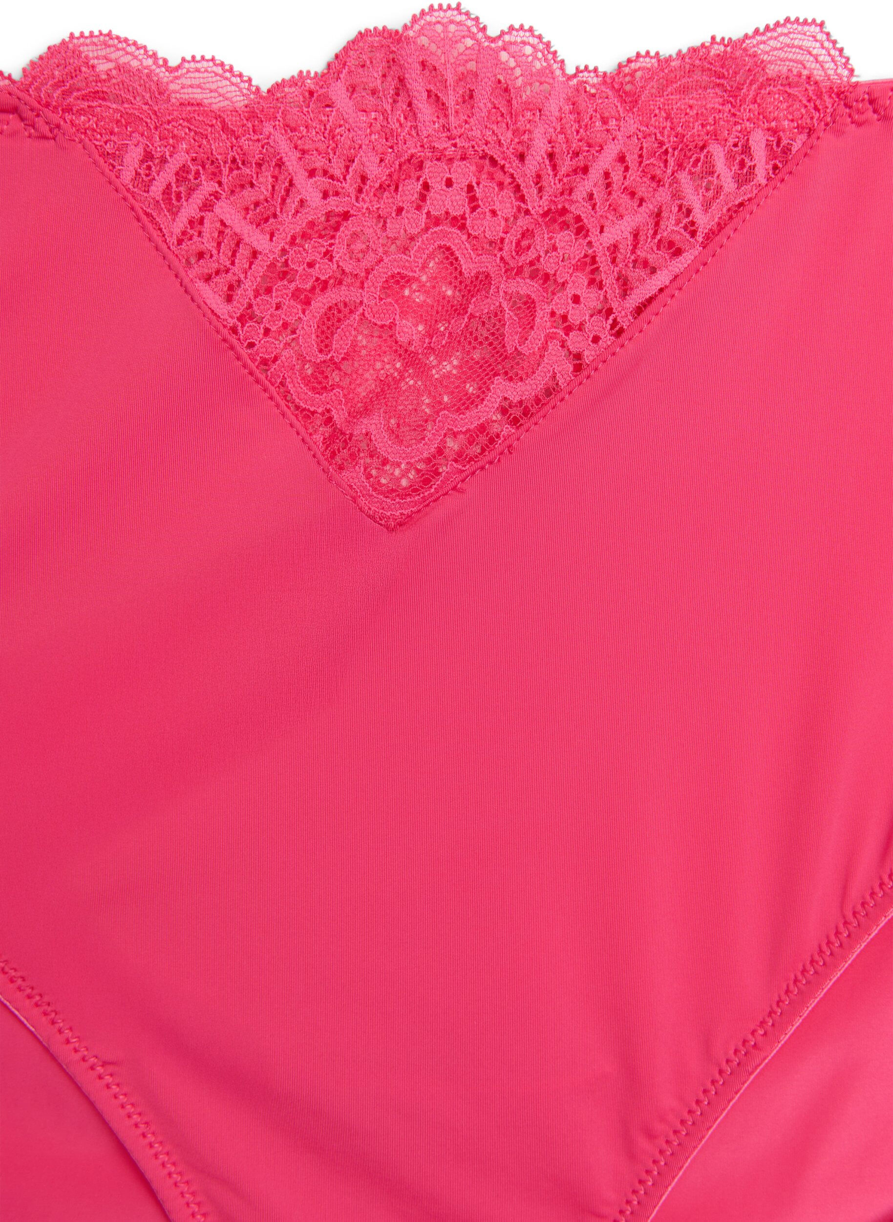 Zizzi Slip aus Mikrofaser mit Spitzendetails, Pink, Packshot image number 2