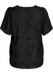 Bluse mit kurzen &Auml;rmeln und 3D-Bl&uuml;tenmuster, Black, Packshot image number 1
