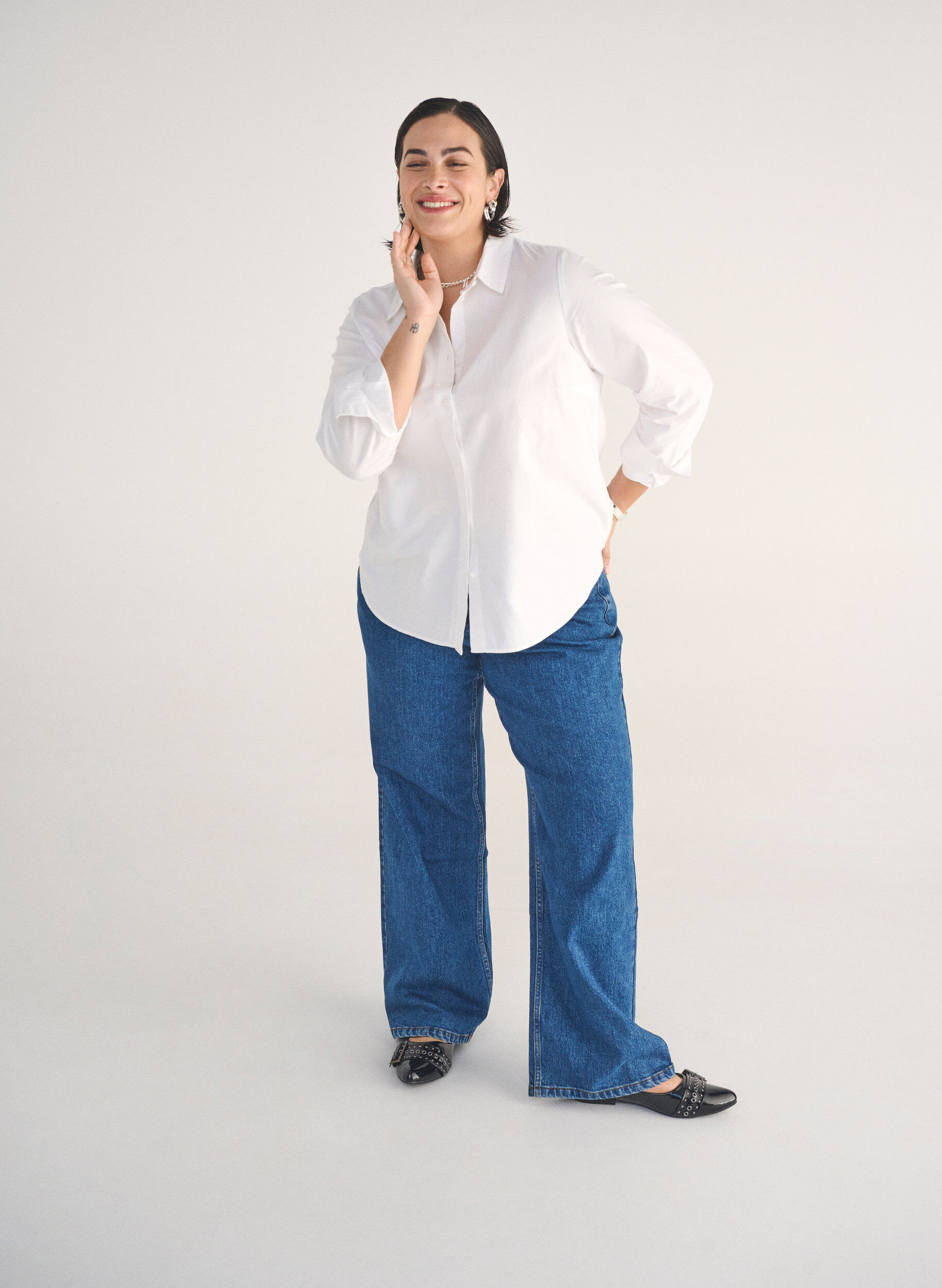 ZizziJean &agrave; jambe large et taille haute, Bleu, Image image number 0
