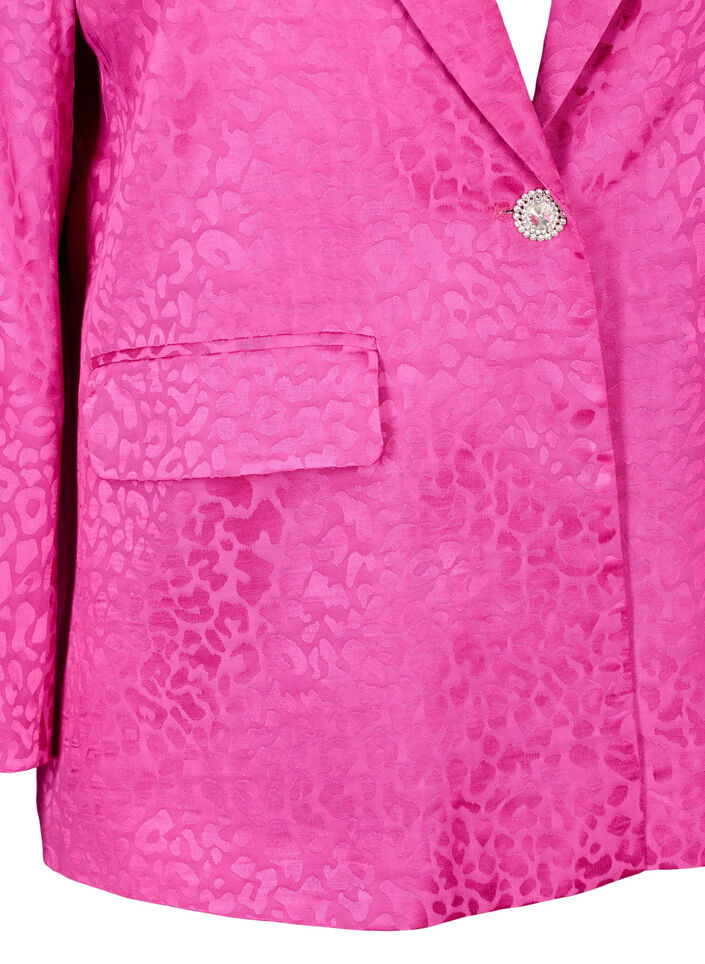 Blazer jacquard ton sur ton en viscose, Rose Violet, Packshot image number 2