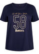 T-shirt en coton avec motif de texte, Evening Blue w. 58, Packshot image number 0