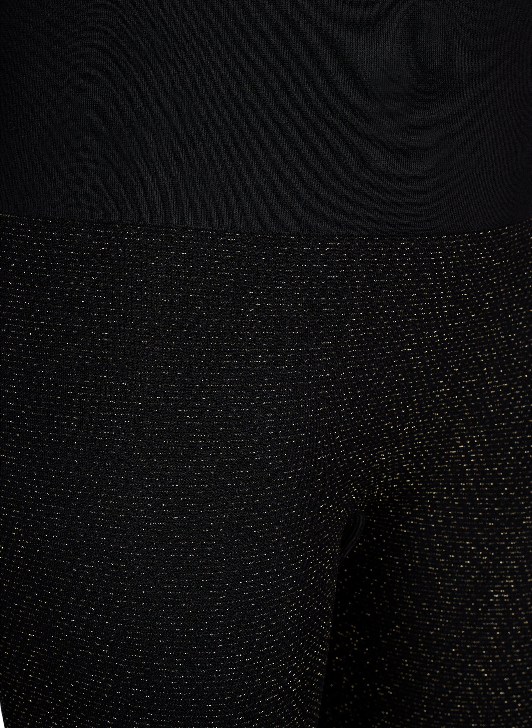 Zizzi Leggings &agrave; paillettes sans couture, Black Gold Lurex, Packshot image number 2