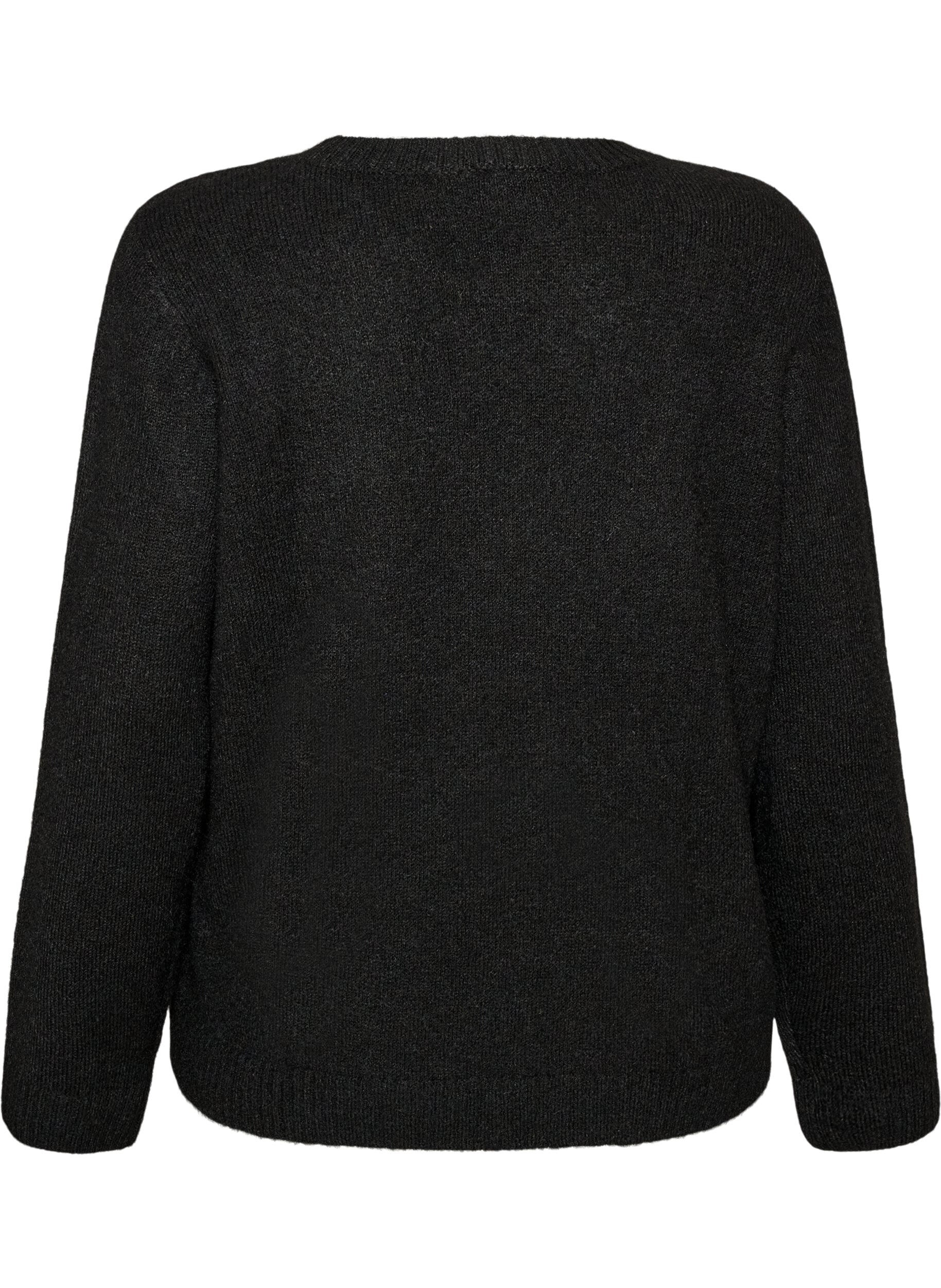 ZizziLockerer Pullover mit Rundhalsausschnitt, Schwarz, Packshot image number 1