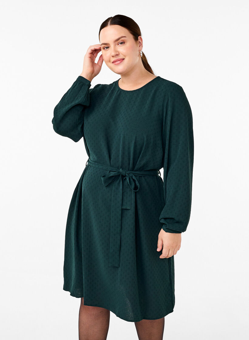 Robe courte texturée avec ceinture nouée, Scarab, Model image number 0