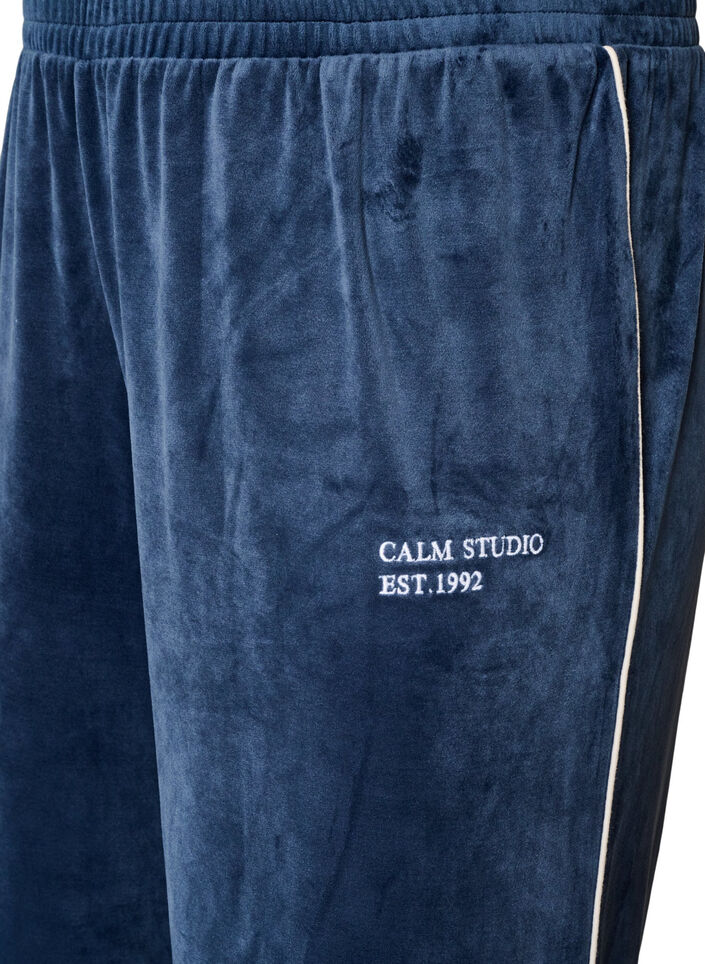 Pantalon en velours avec passepoil contrastant, Bleu, Packshot image number 2