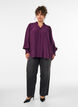 Bluse mit R&uuml;schenkragen und Raffung, Lila, Model image number 1