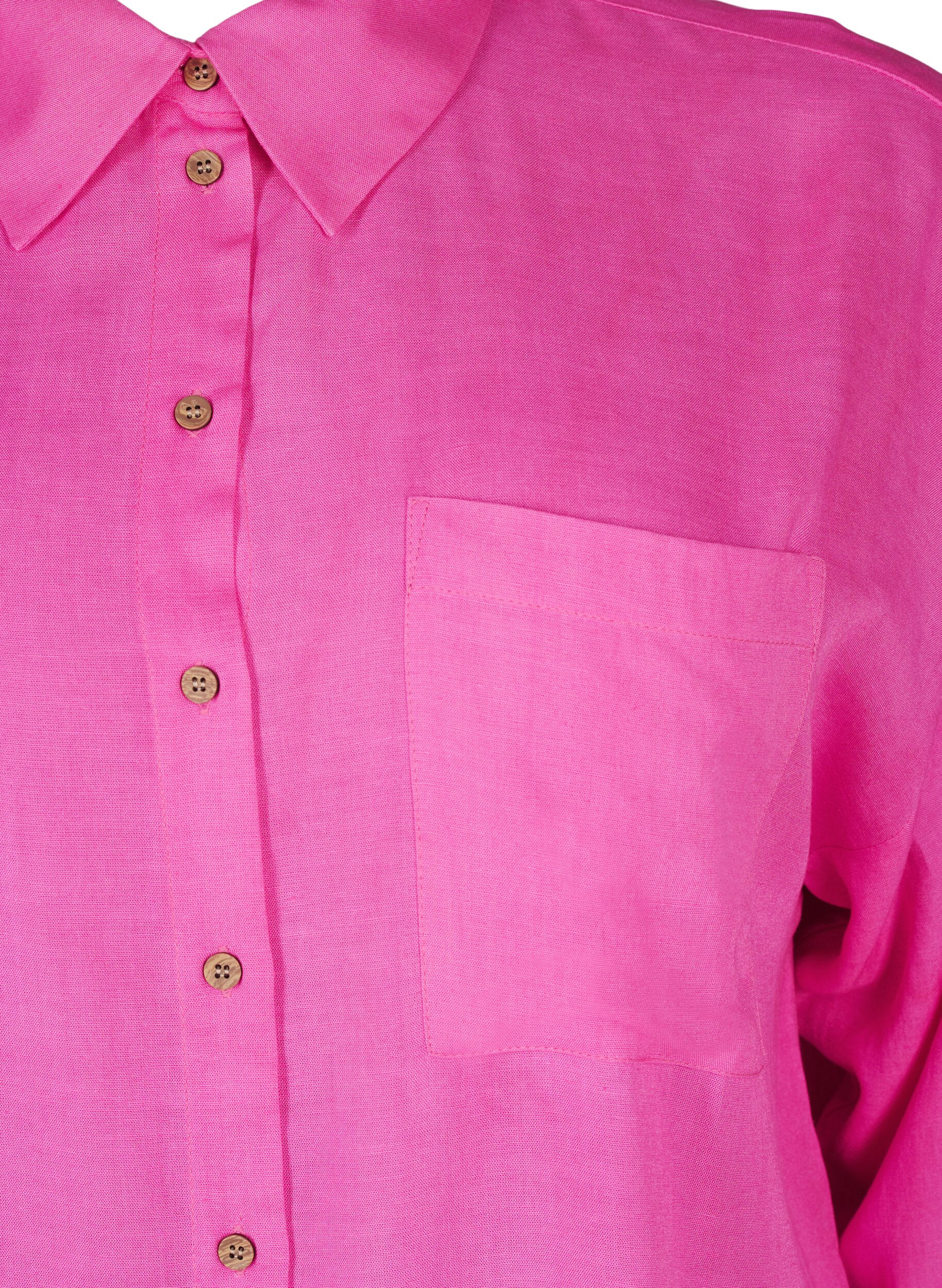 Zizzi Lange Bluse aus Leinen und Viskose, Pink, Packshot image number 2