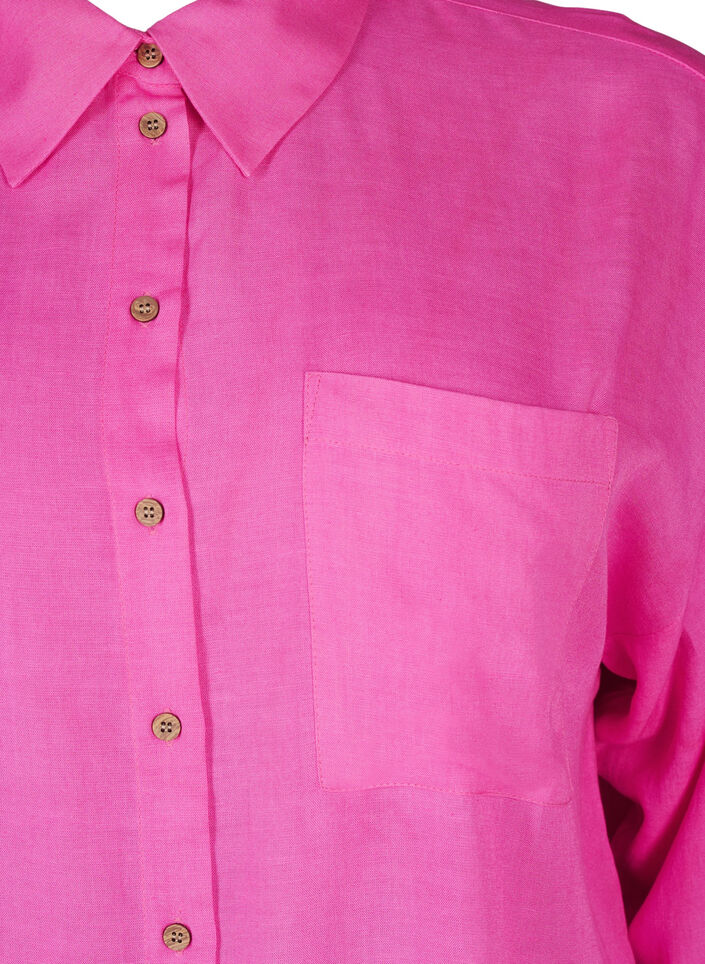 Chemise en tissu de lin et viscose à manches longues, Rose, Packshot image number 2