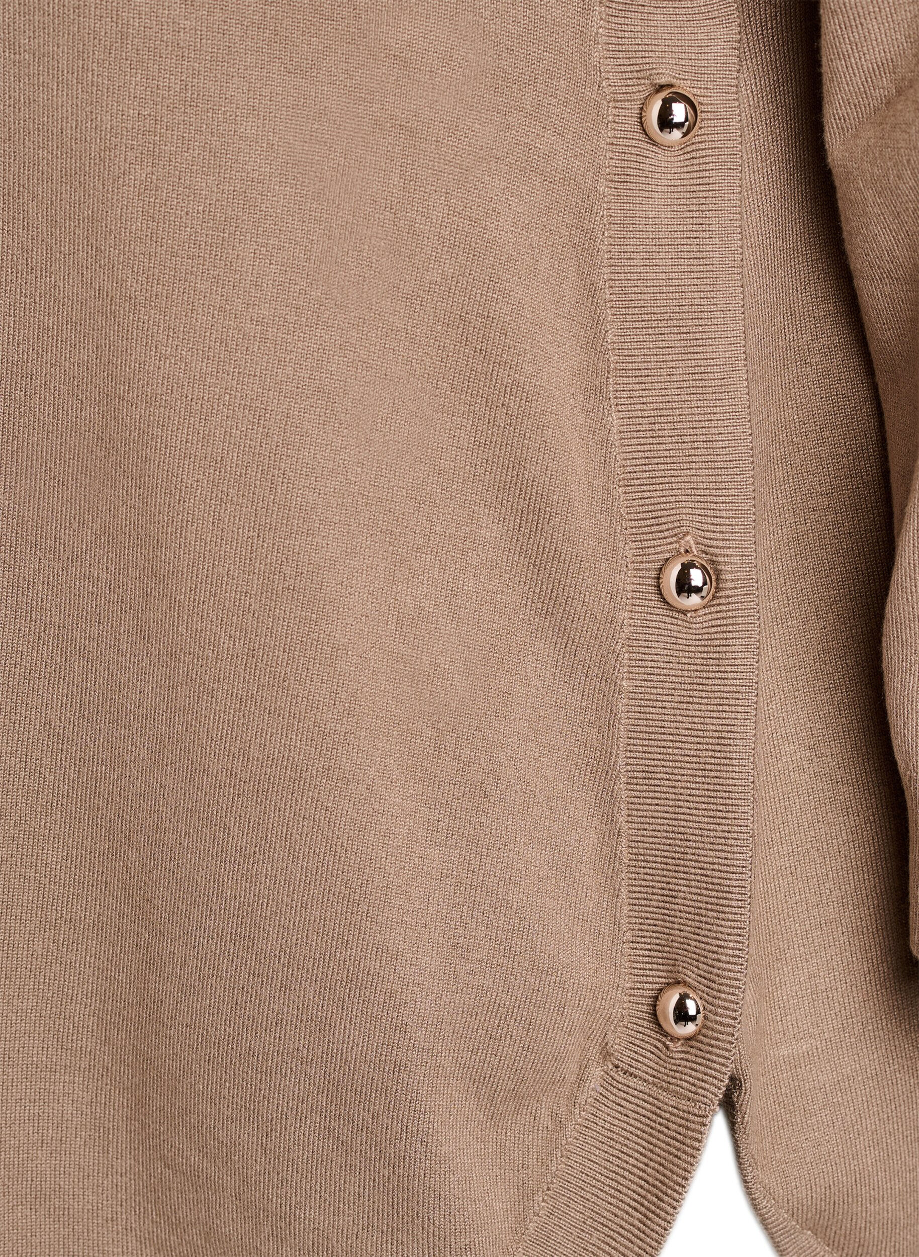 Zizzi Blouse en maille avec boutons sur le c&ocirc;t&eacute;, Beige, Packshot image number 3