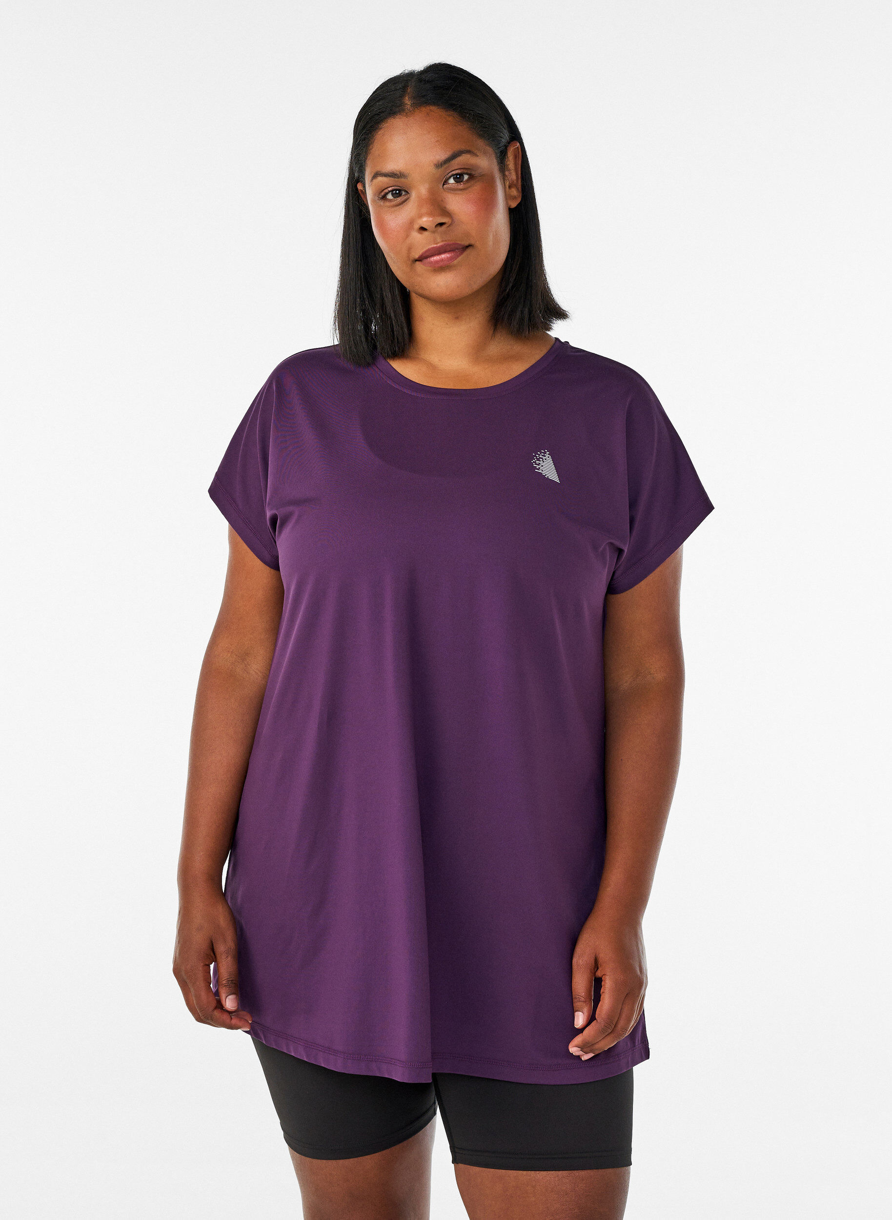 Langes Trainingsshirt, Lila, Model