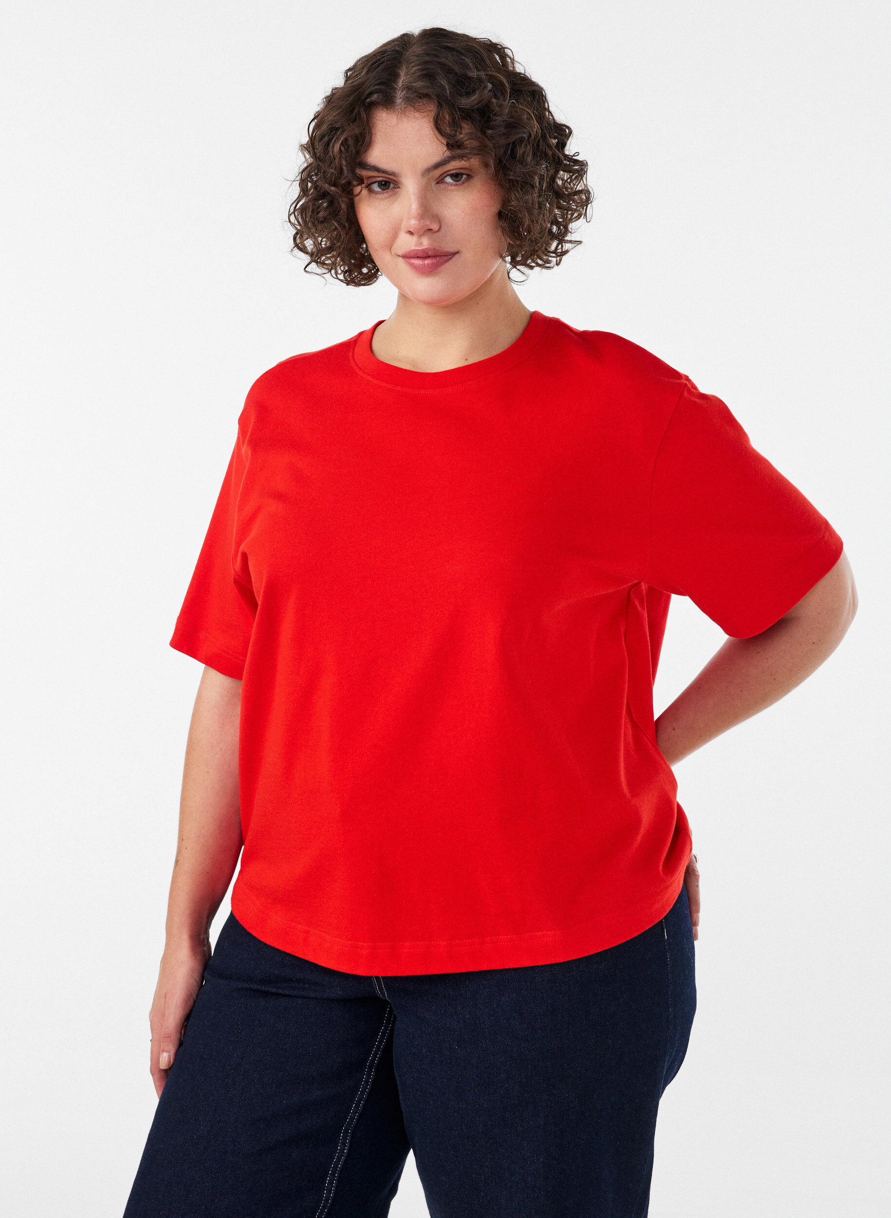 ZizziT-shirt coupe boxy en coton, 0942, Model image number 0
