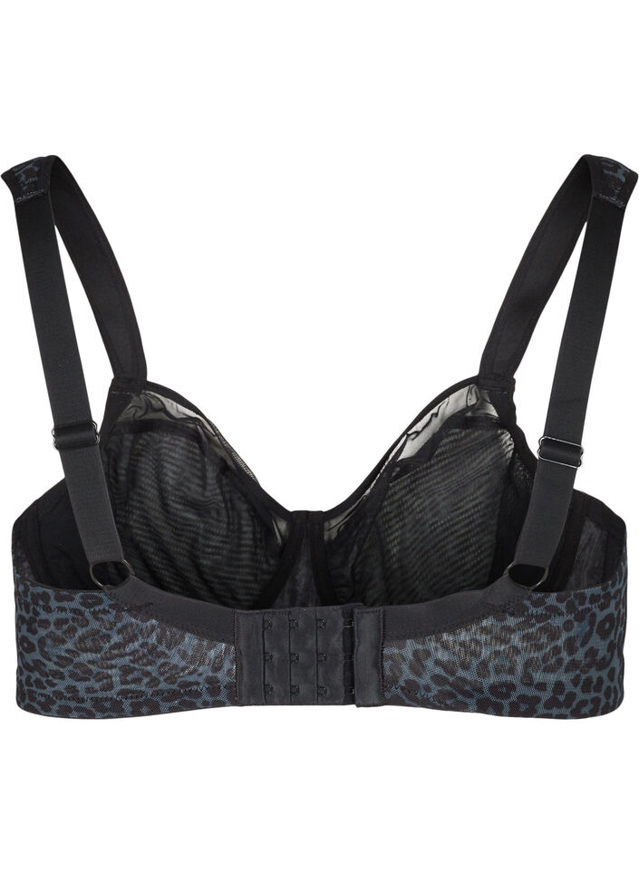 Soutien-gorge à imprimé floral et résille, Grey Leopard, Packshot image number 1