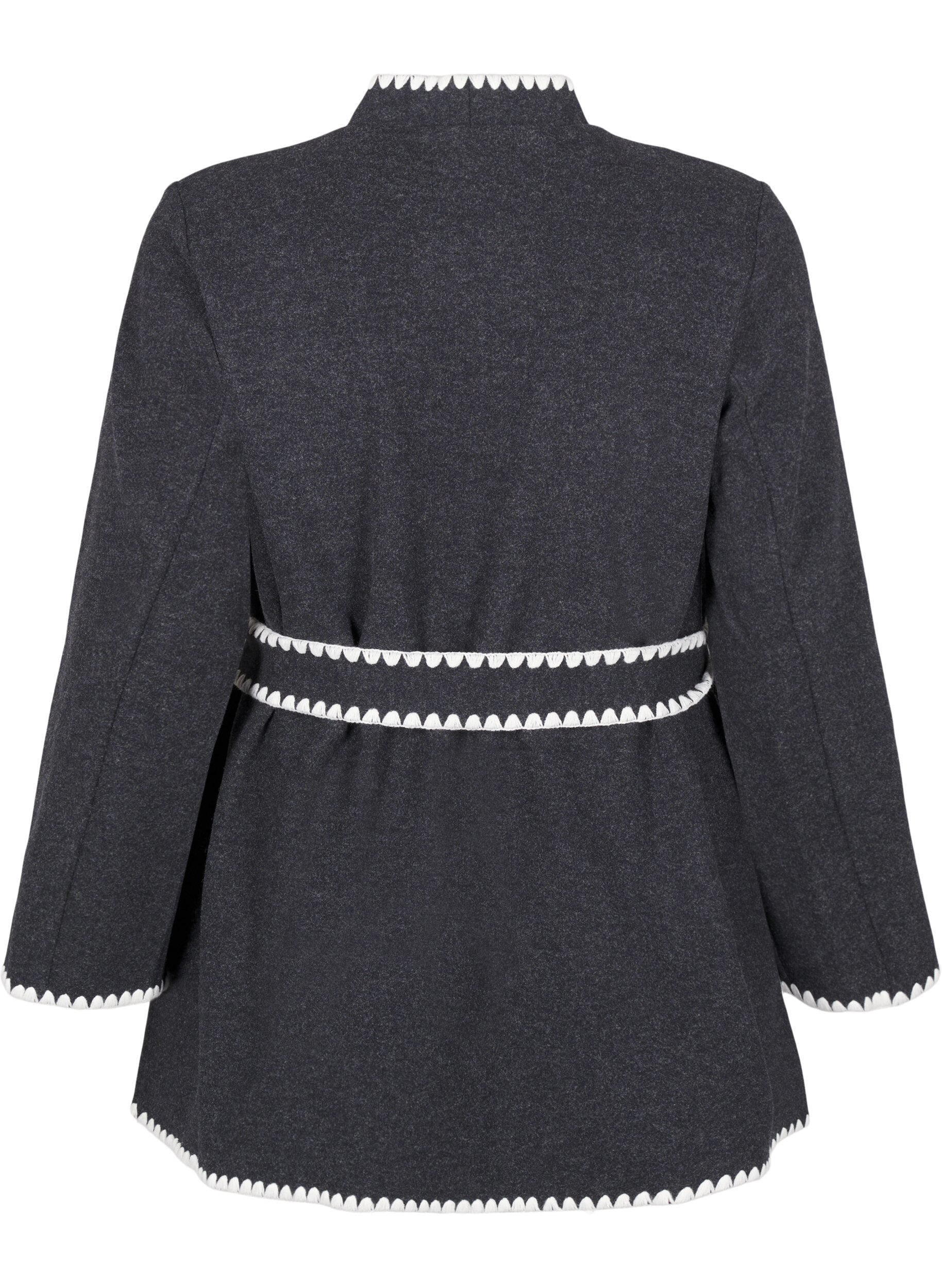 Zizzi Mantel mit kontrastfarbenen R&auml;ndern, Dark Grey Melange, Packshot image number 1