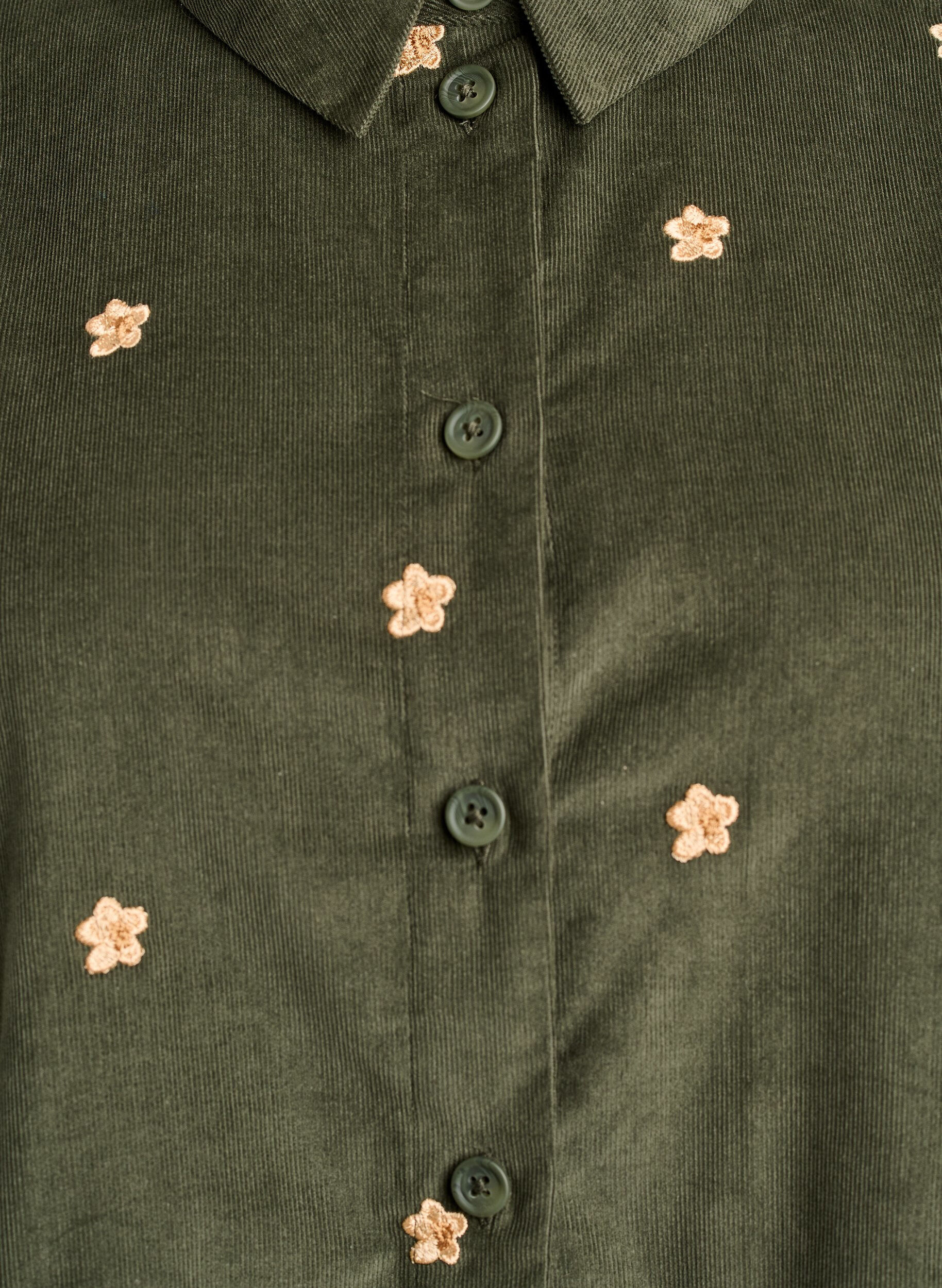 Zizzi Cordbluse mit gestickten Blumen, Gr&uuml;n, Packshot image number 2