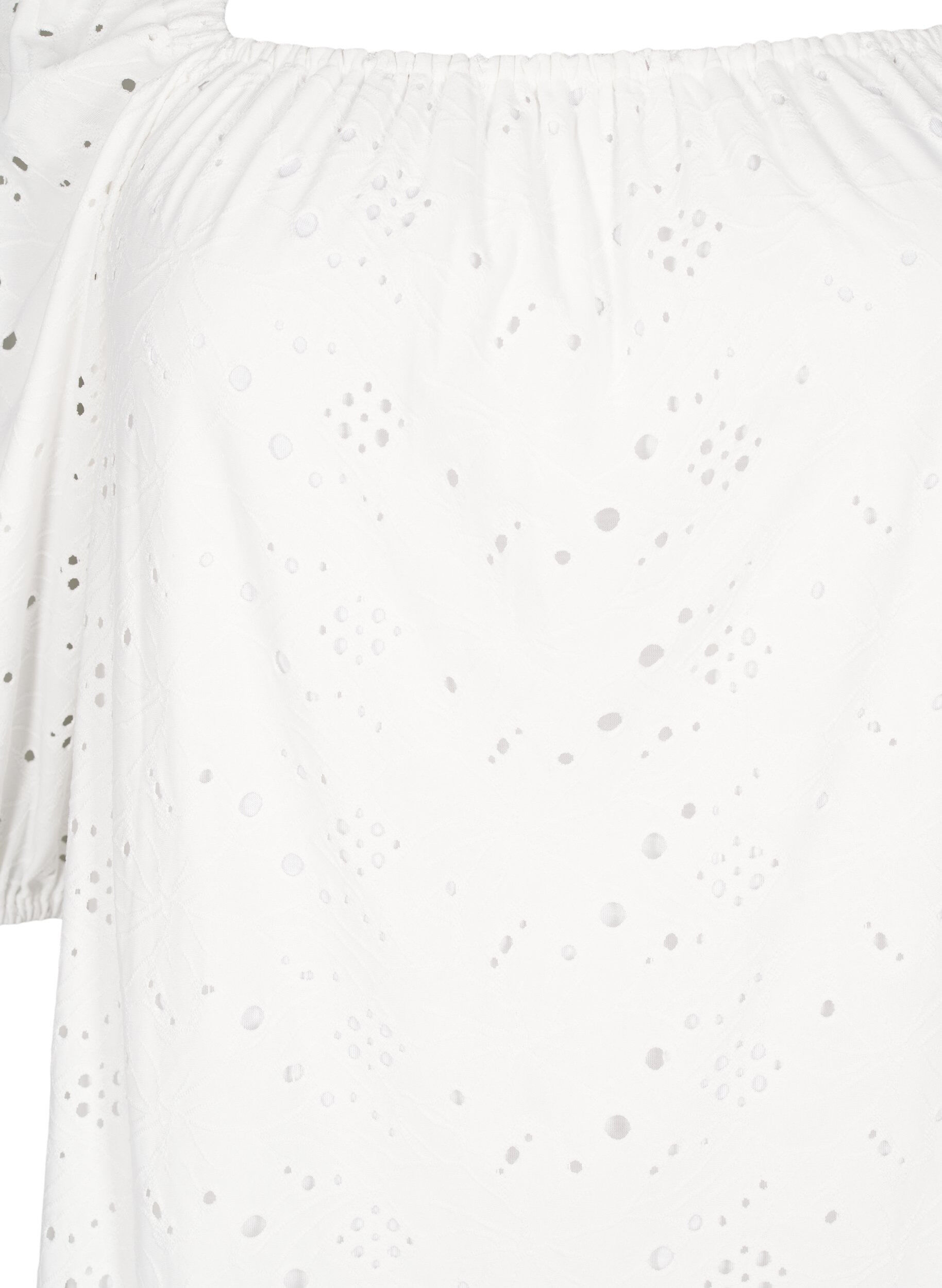 Zizzi Blouse &agrave; manches courtes bouffantes et motif ajour&eacute;, Blanc, Packshot image number 2