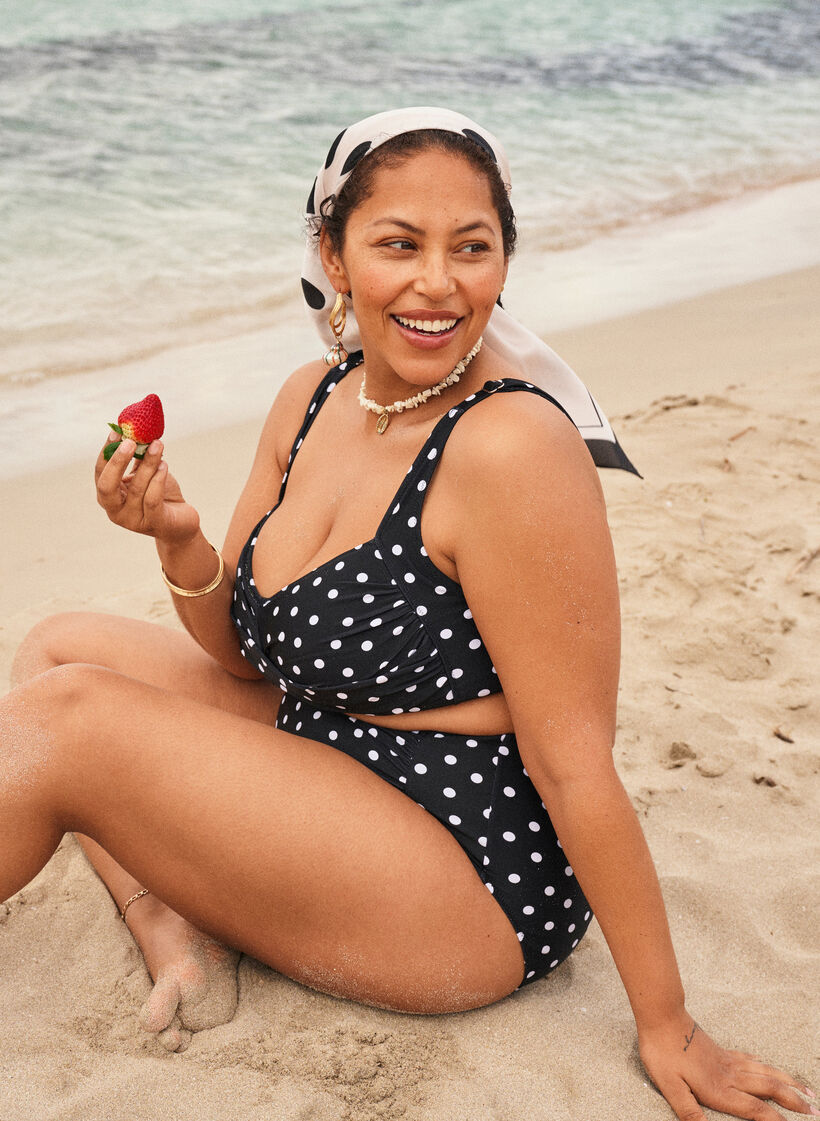 Haut de bikini rembourr&eacute; et imprim&eacute;, Noir, Image image number 0