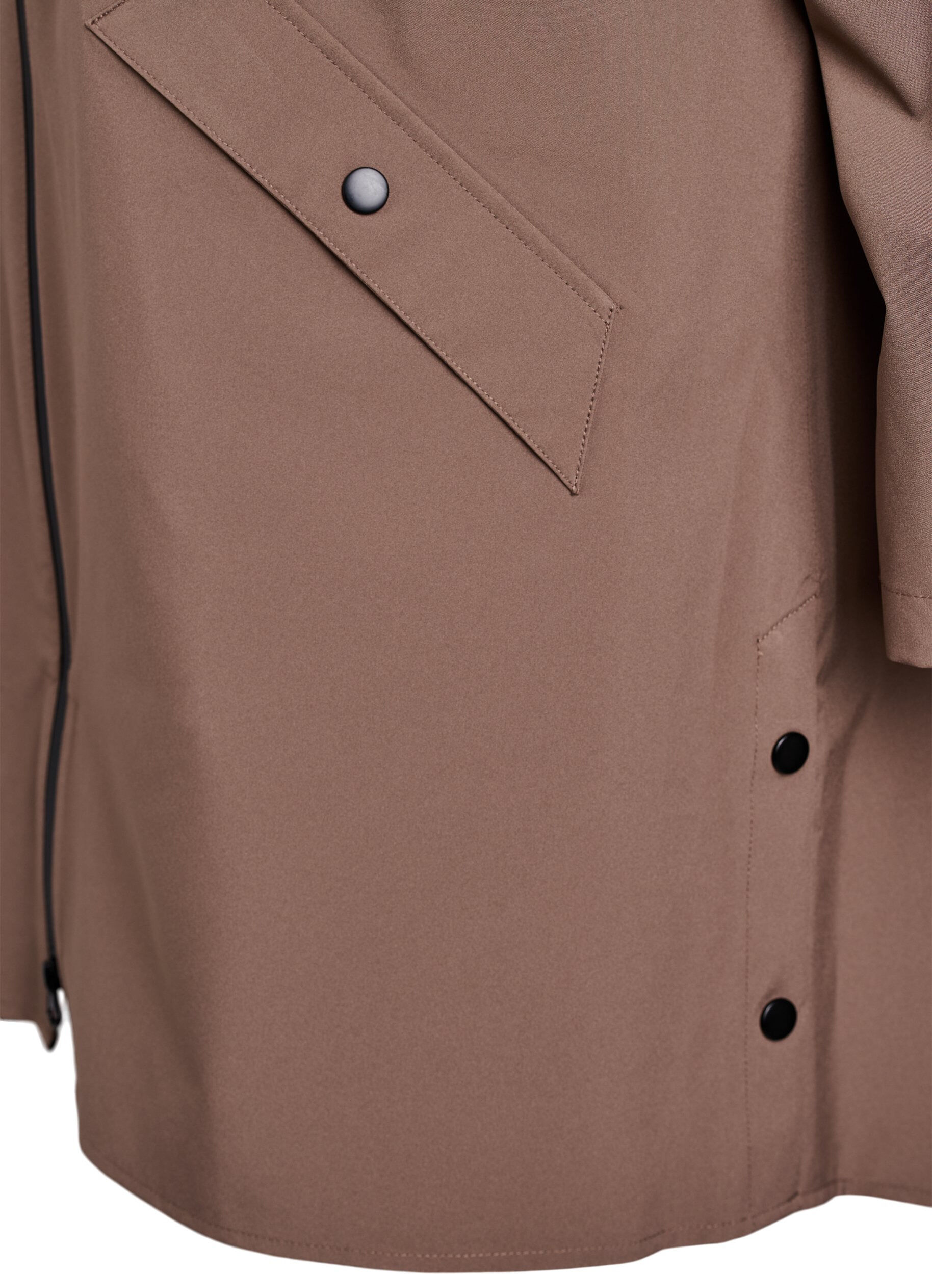 Zizzi Veste de pluie avec poches et capuche, Marron, Packshot image number 3