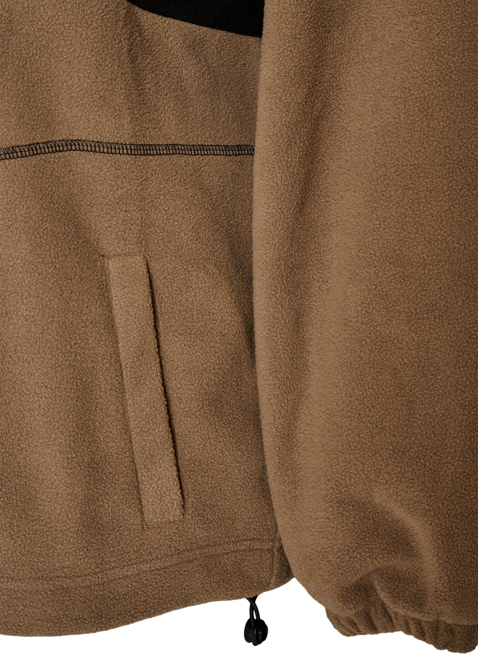 ZizziAnorak aus Fleece mit Kapuze und Kontrasteinsatz, Braun, Packshot image number 3