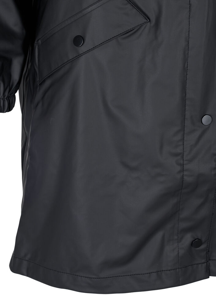 Regenjacke mit Kapuze und Knopfverschluss, Black, Packshot image number 3