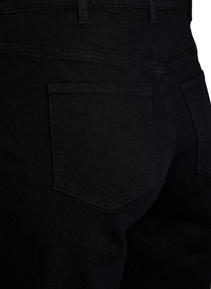 Locker sitzende Jeansshorts mit hoher Taille, Schwarz, Packshot image number 3