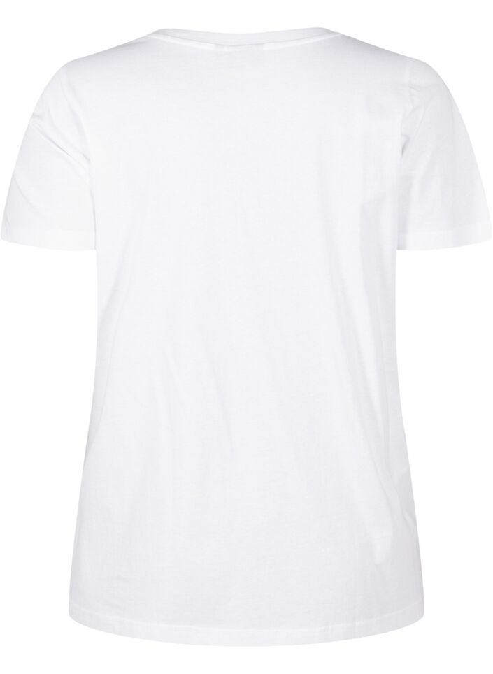 Baumwoll-T-Shirt mit Strasssteinen, Bright White, Packshot image number 1