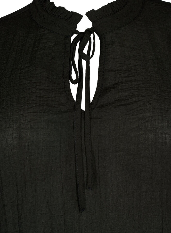 Chemisier à manches longues avec péplum, Noir, Packshot image number 2