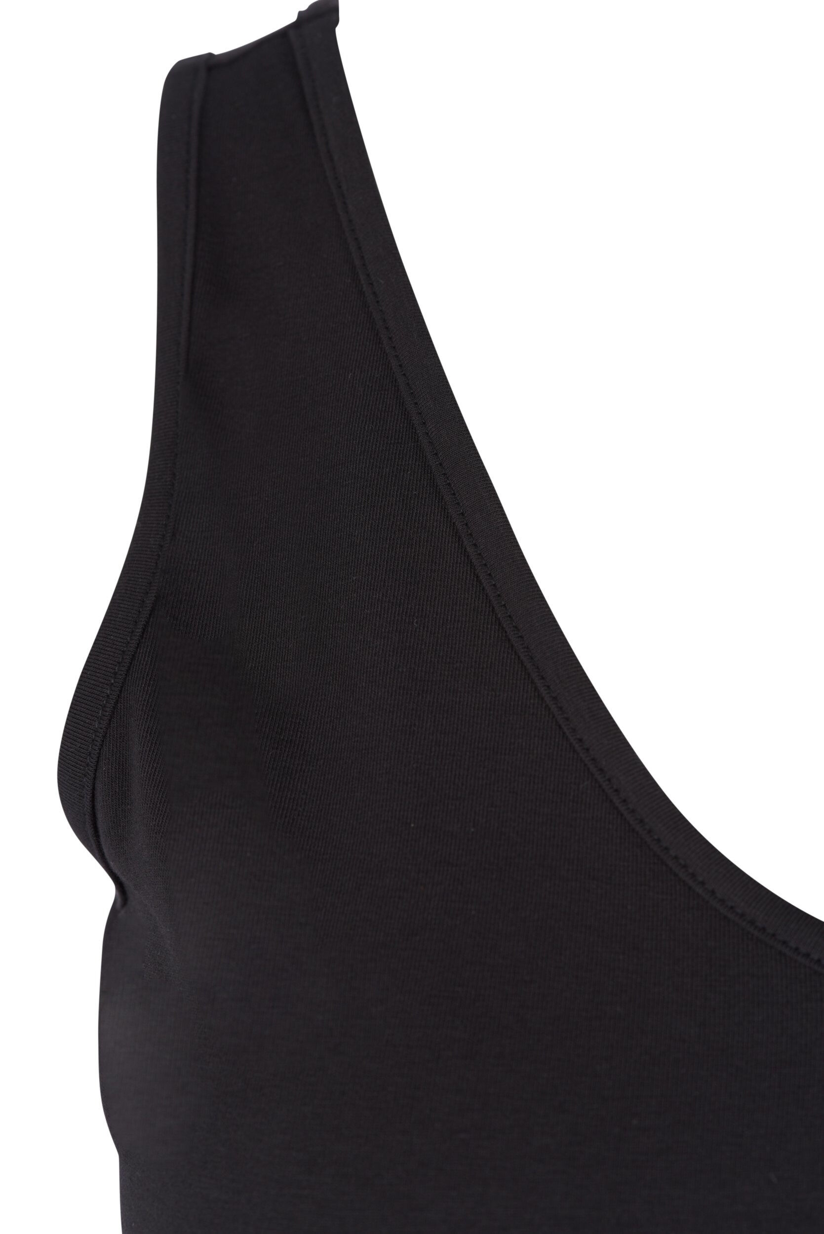 Zizzi Long top en coton avec bordure en dentelle, Black, Packshot image number 3