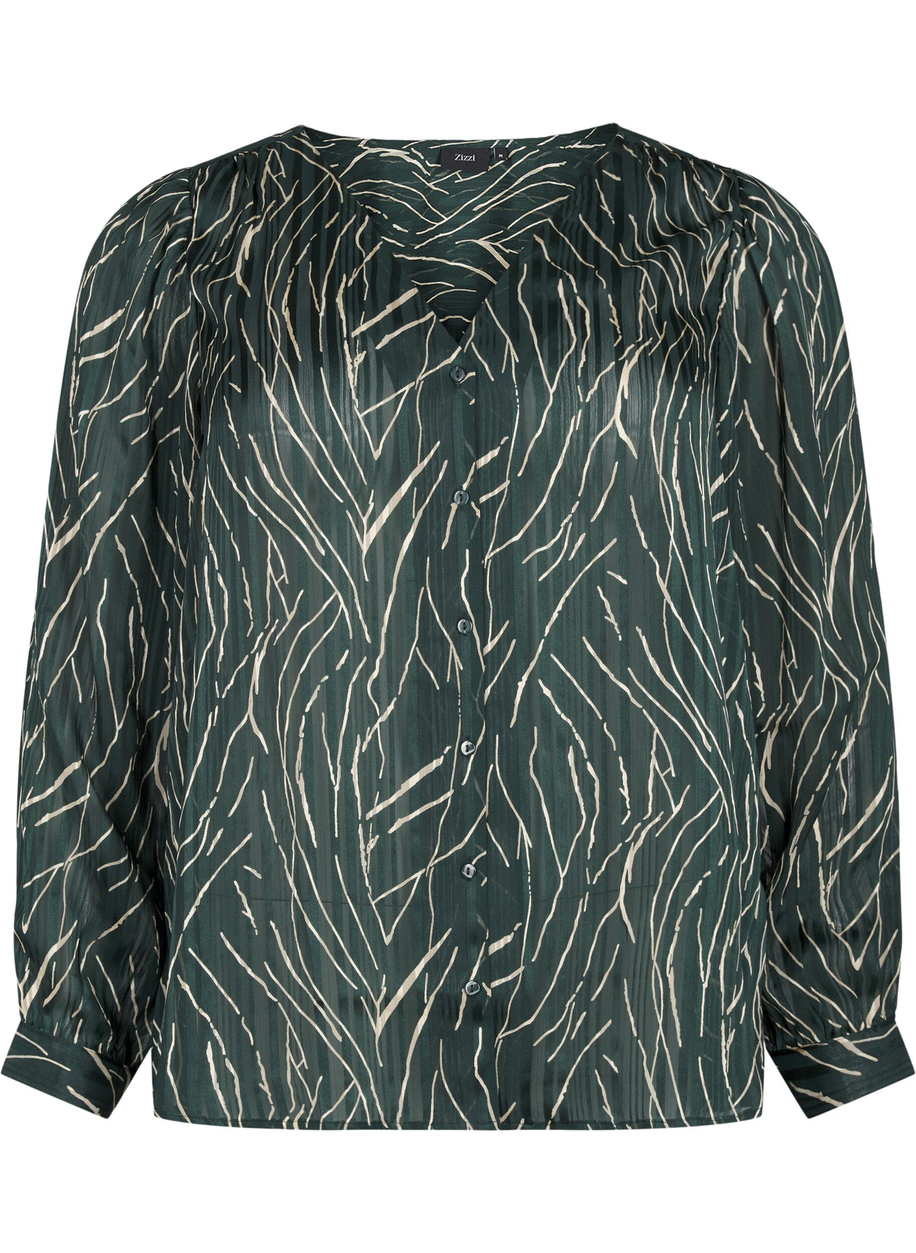 Zizzi Langarmshirt mit Kn&ouml;pfen, Gr&uuml;n, Packshot image number 0