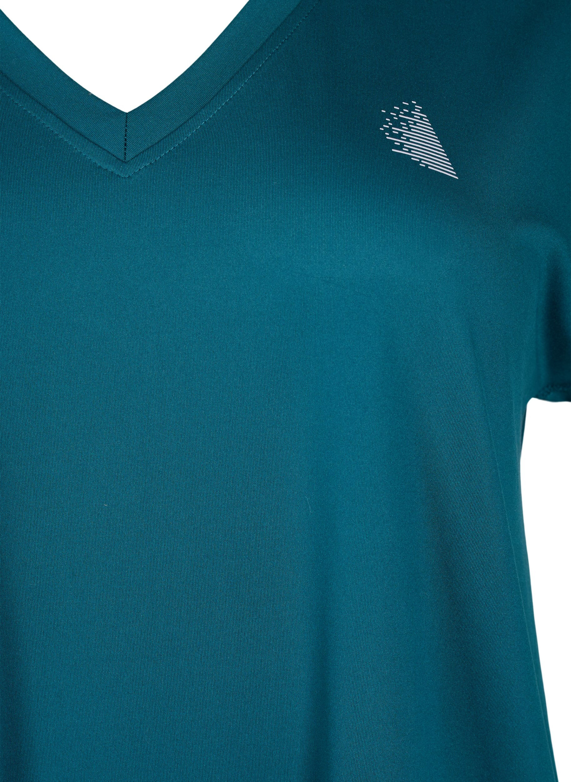 Zizzi T-shirt de sport ample avec col en V, Deep Teal, Packshot image number 2