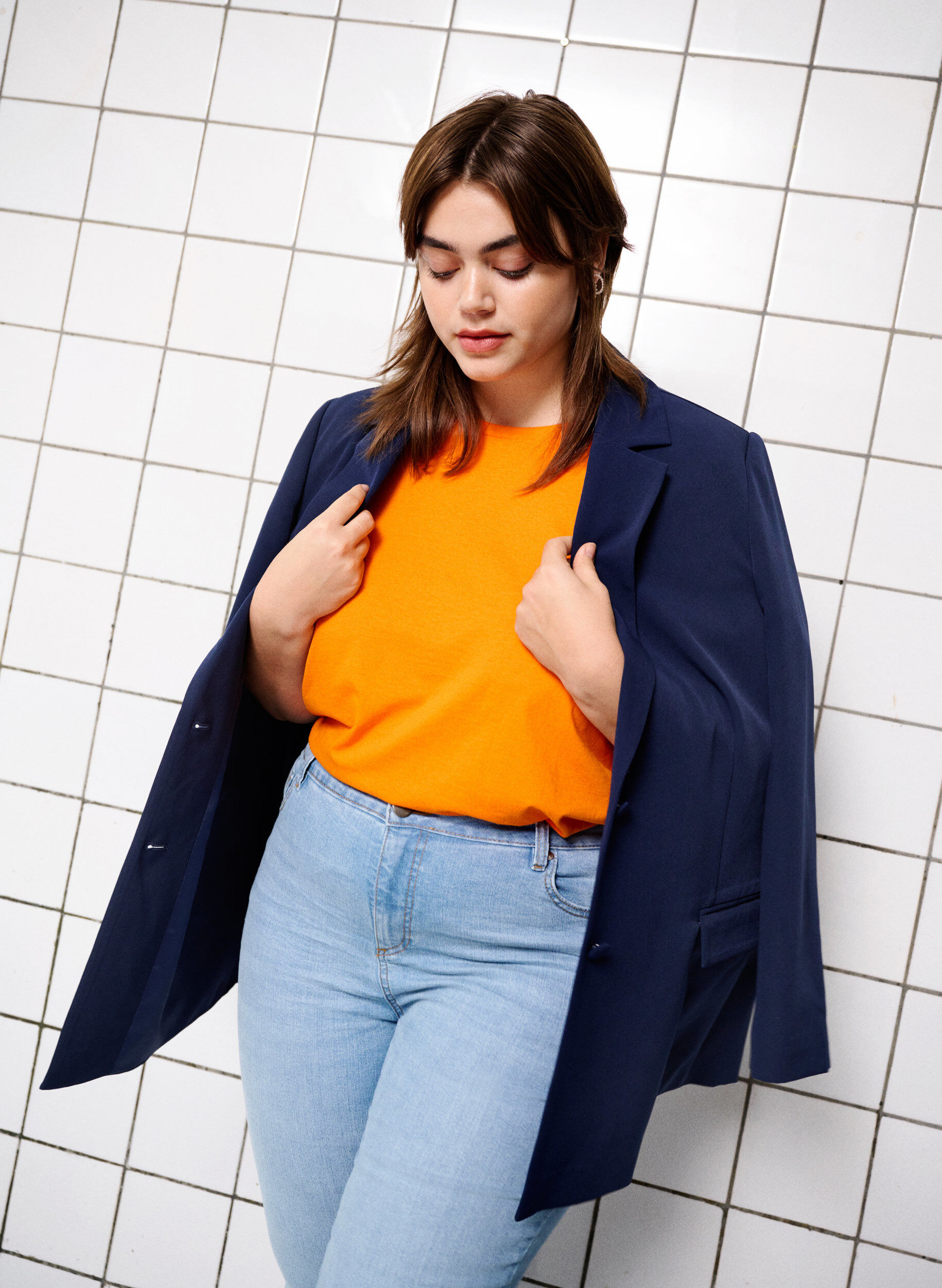 Zizzi Blazer classique avec fermeture &agrave; boutons, Navy Blazer, Image image number 0