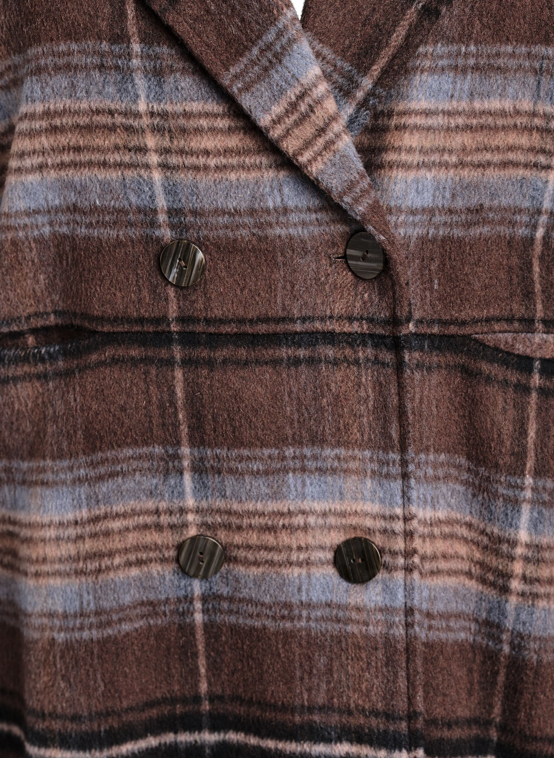 Zizzi Manteau bross&eacute; &agrave; carreaux, Marron, Packshot image number 2