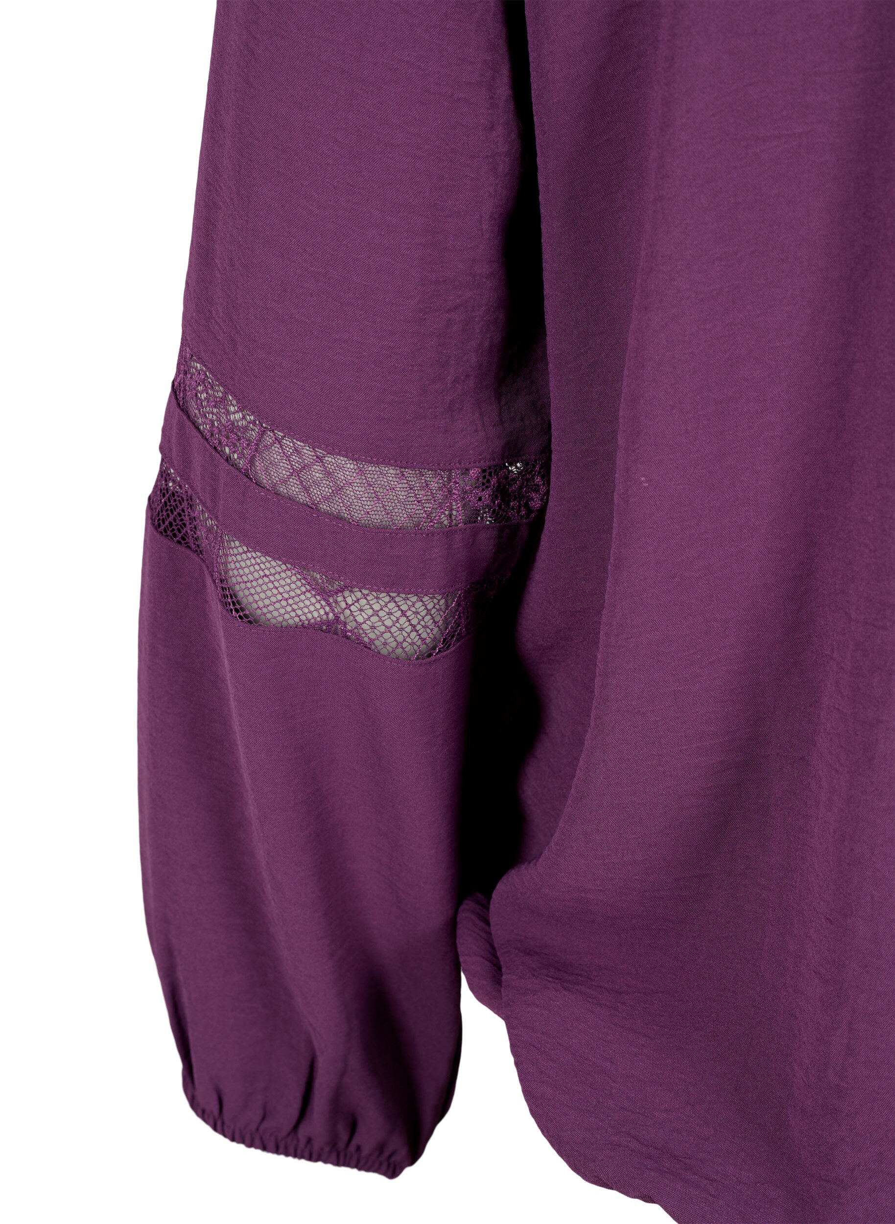 Zizzi  Langarm-Bluse mit Spitze, Deep Purple, Packshot image number 3