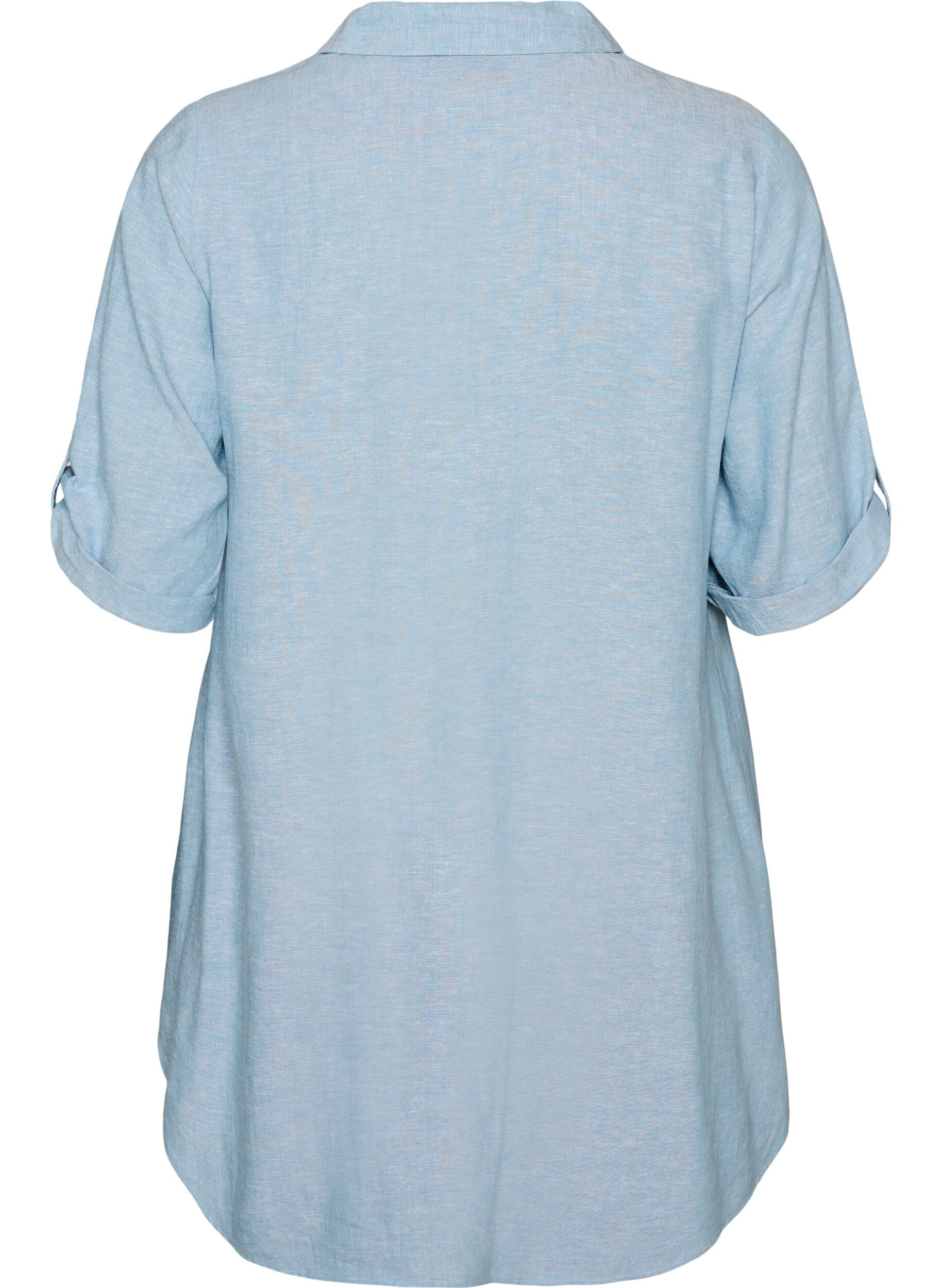 ZizziLinen and viscose tunic with A-shape, Light Blue, Packshot image number 1
