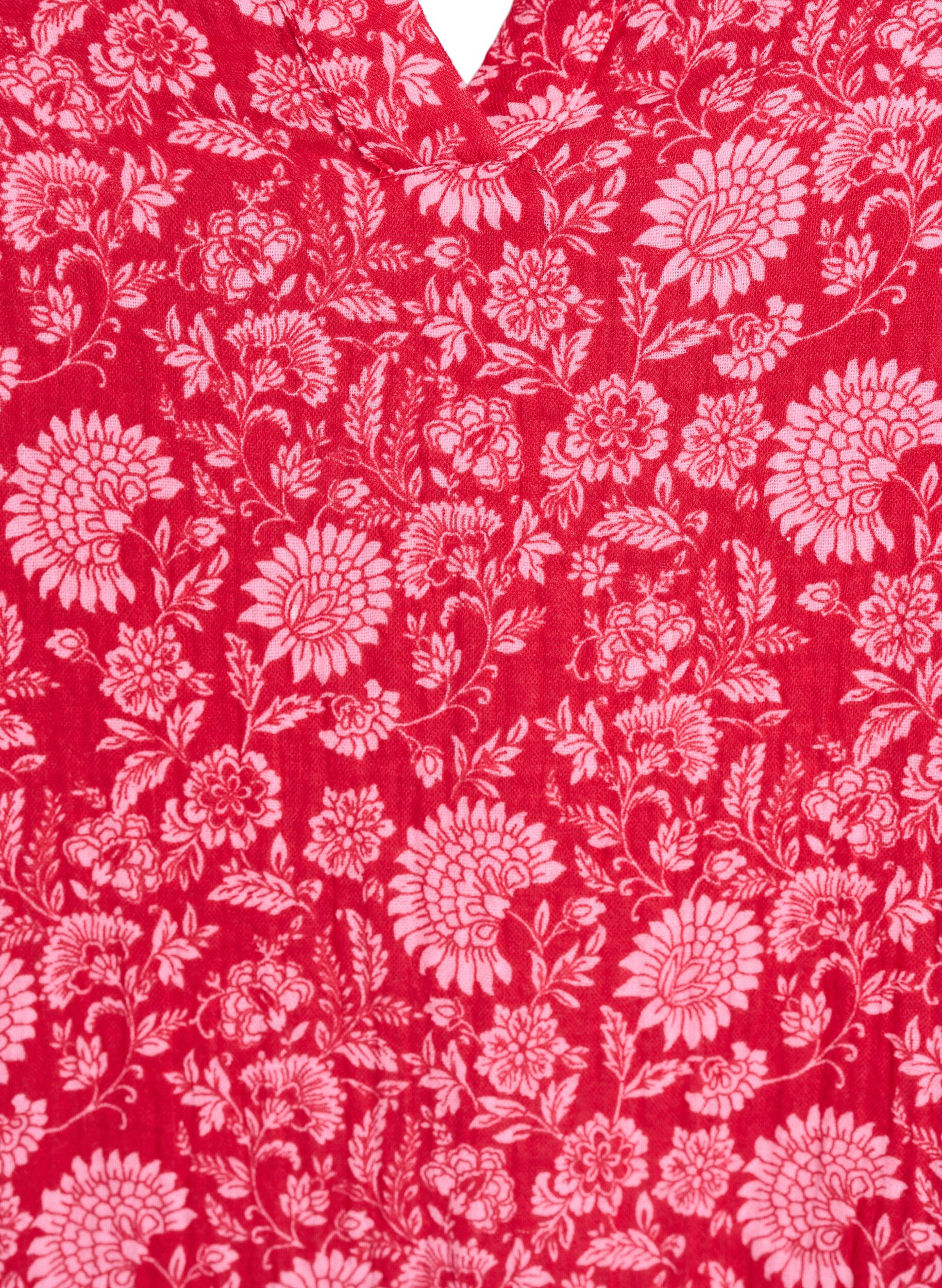 ZizziKurzes A-Linien-Kleid aus Baumwollmusselin, Rot, Packshot image number 2