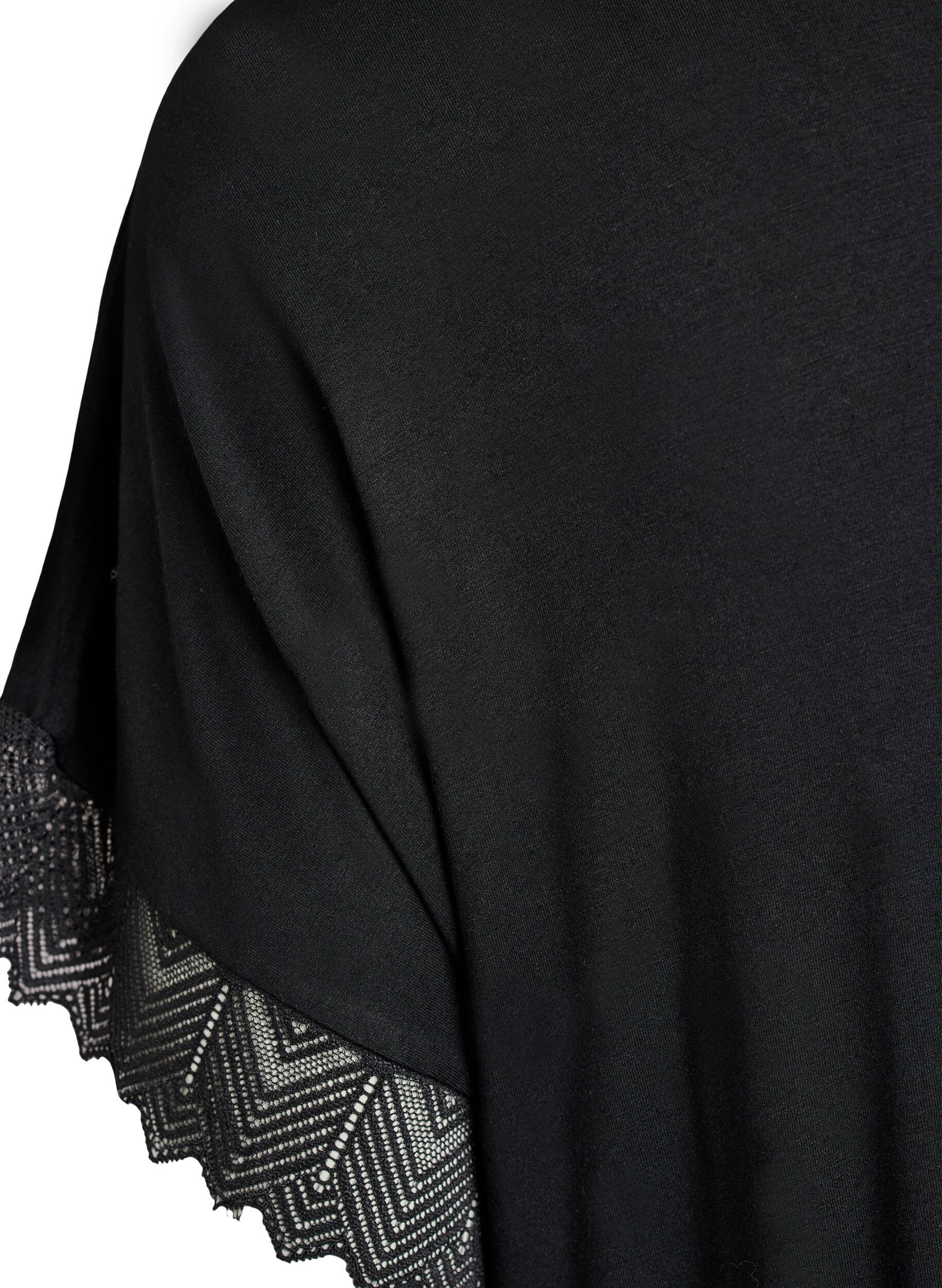 Zizzi Chemise de nuit en viscose manches courtes dentelle, Noir, Packshot image number 4