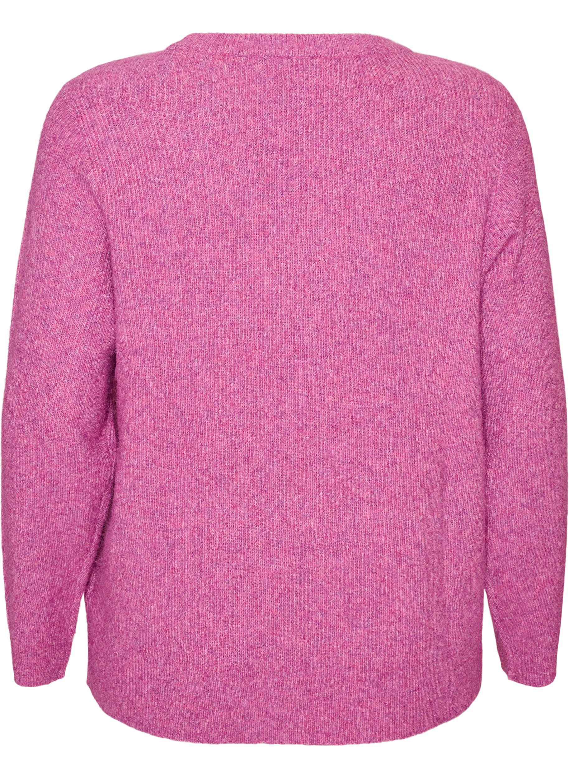 ZizziMelierte Strickbluse mit Rundhalsausschnitt, Lila, Packshot image number 1